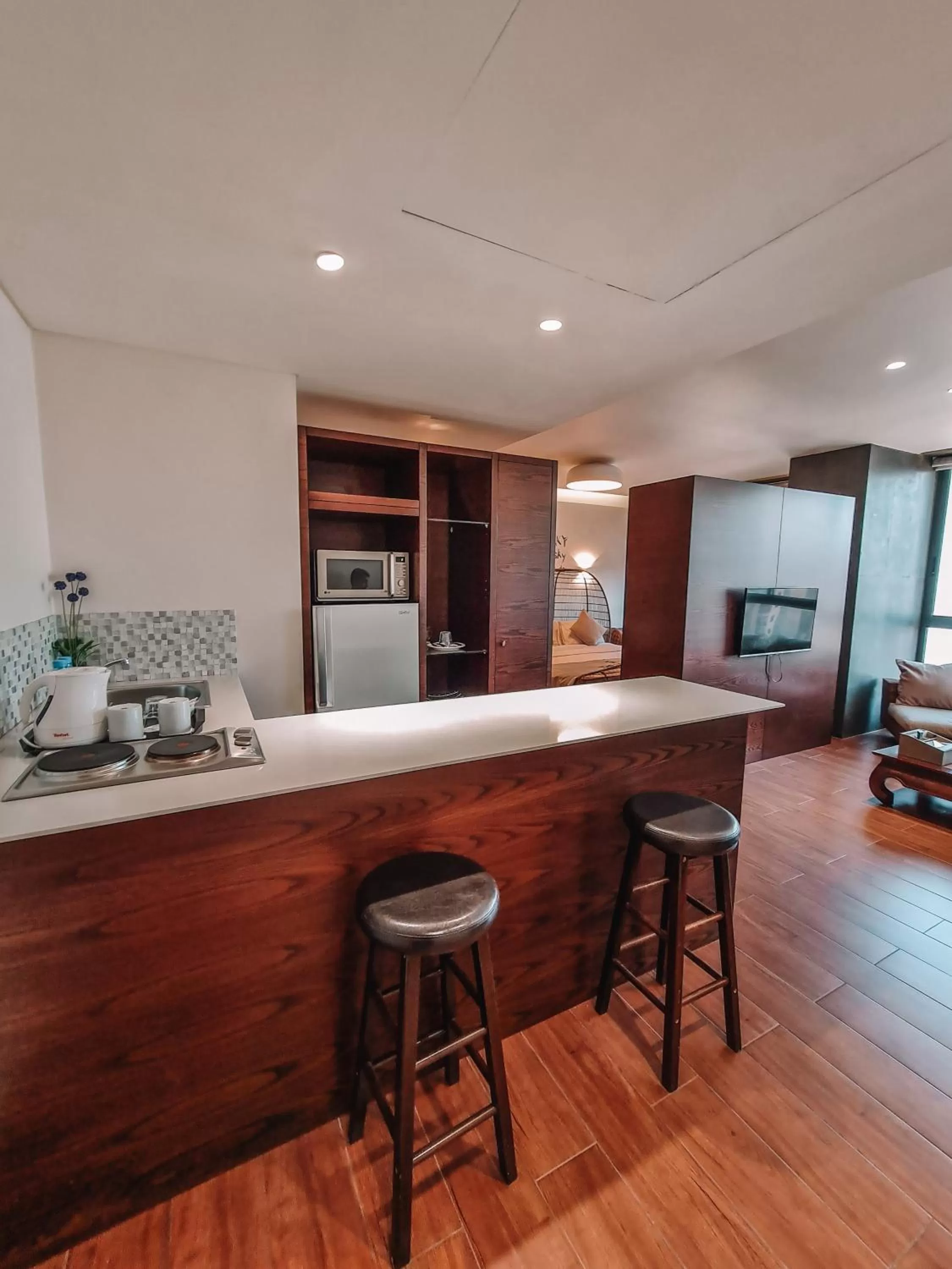 Kitchen or kitchenette in Three O Nine Hotel