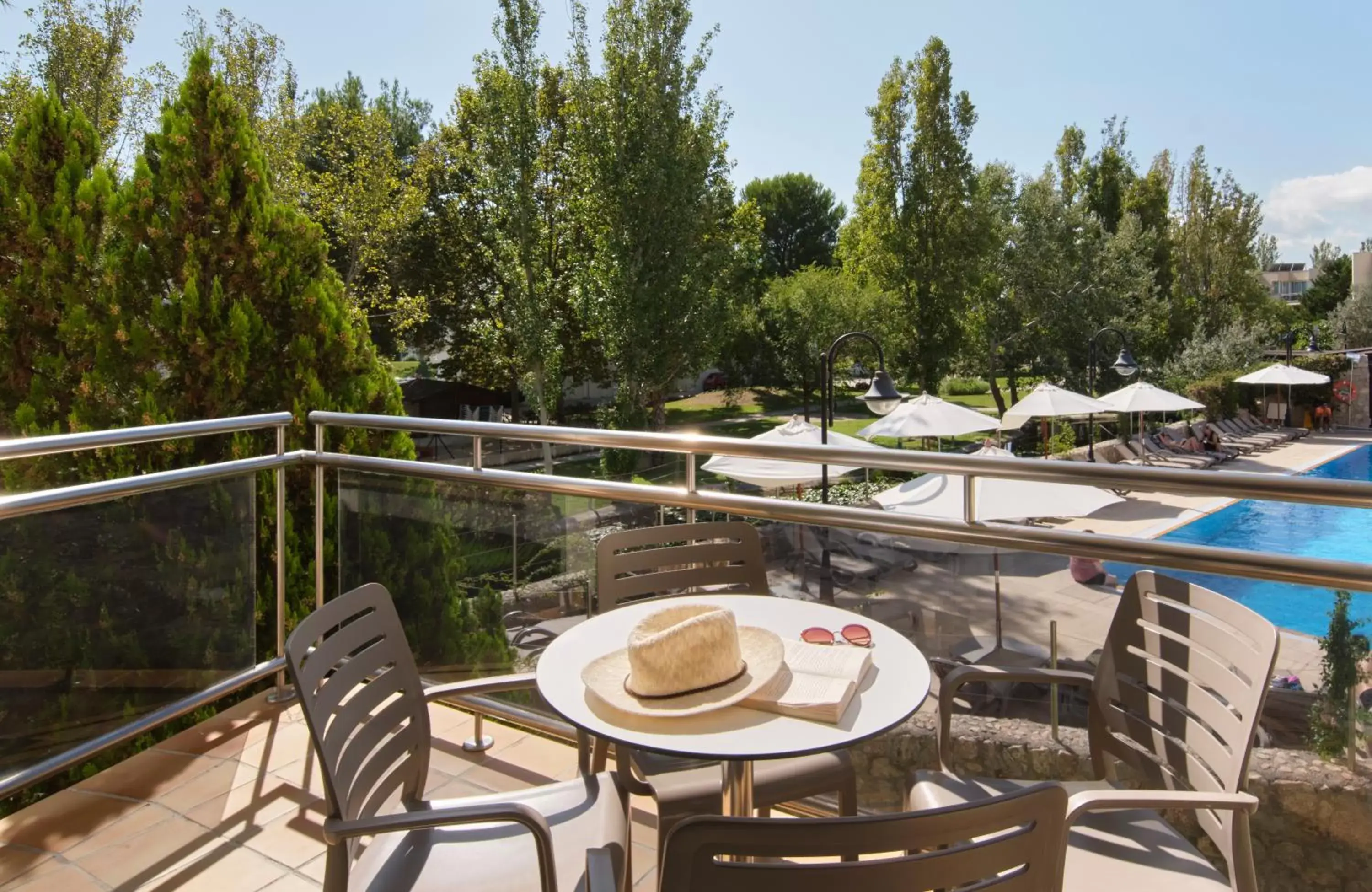 Balcony/Terrace, Pool View in Aparthotel Duva & Spa