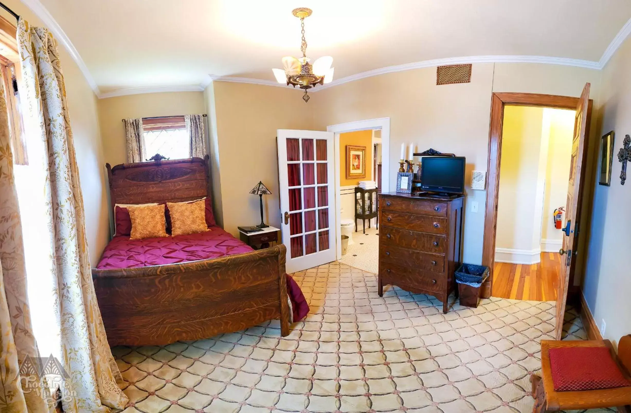 Bed, TV/Entertainment Center in Chocolate Mansion