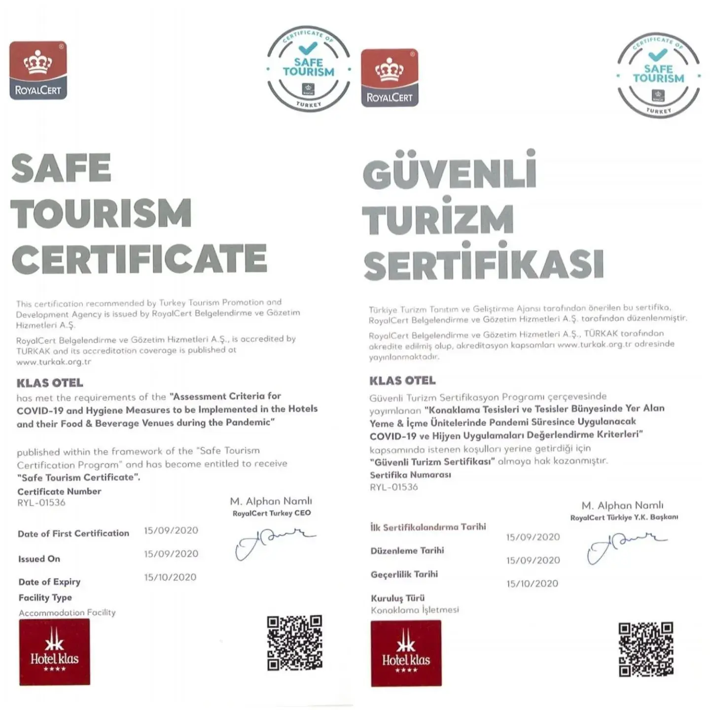 Logo/Certificate/Sign, Logo/Certificate/Sign/Award in Klas Hotel