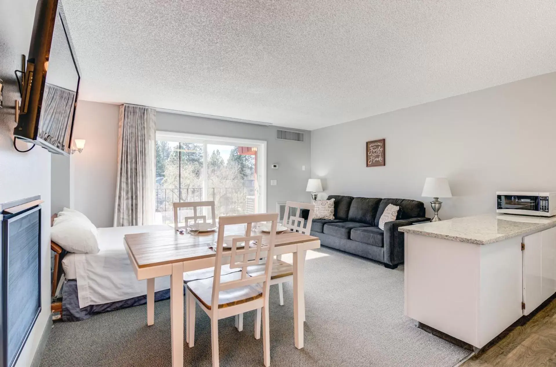 Living room in Bend Riverside Condos