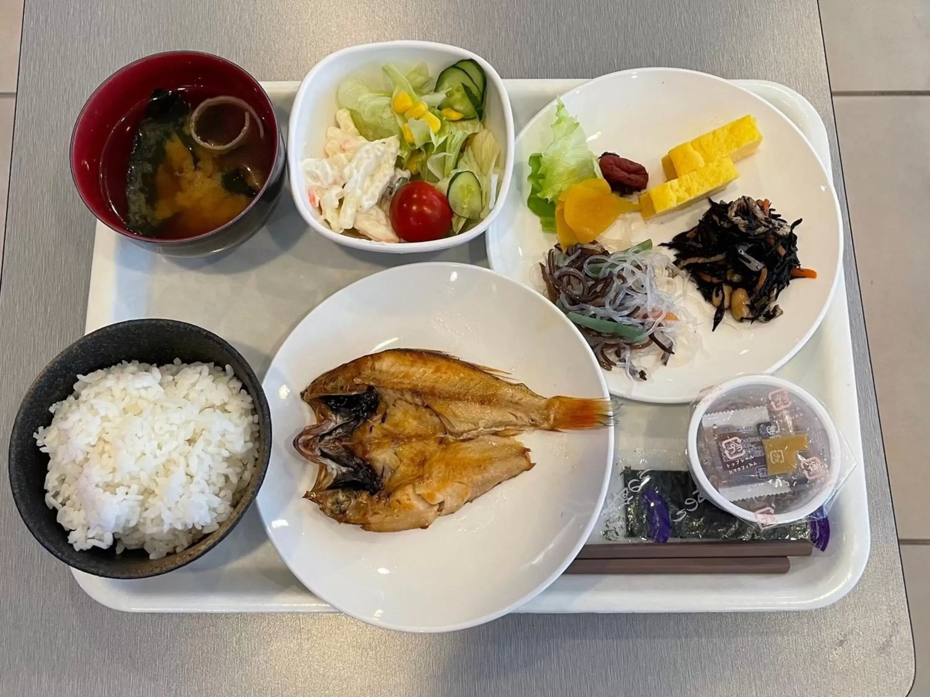 Breakfast in Green Rich Hotel Hamada Ekimae (Artificial hot spring Futamata Yunohana)