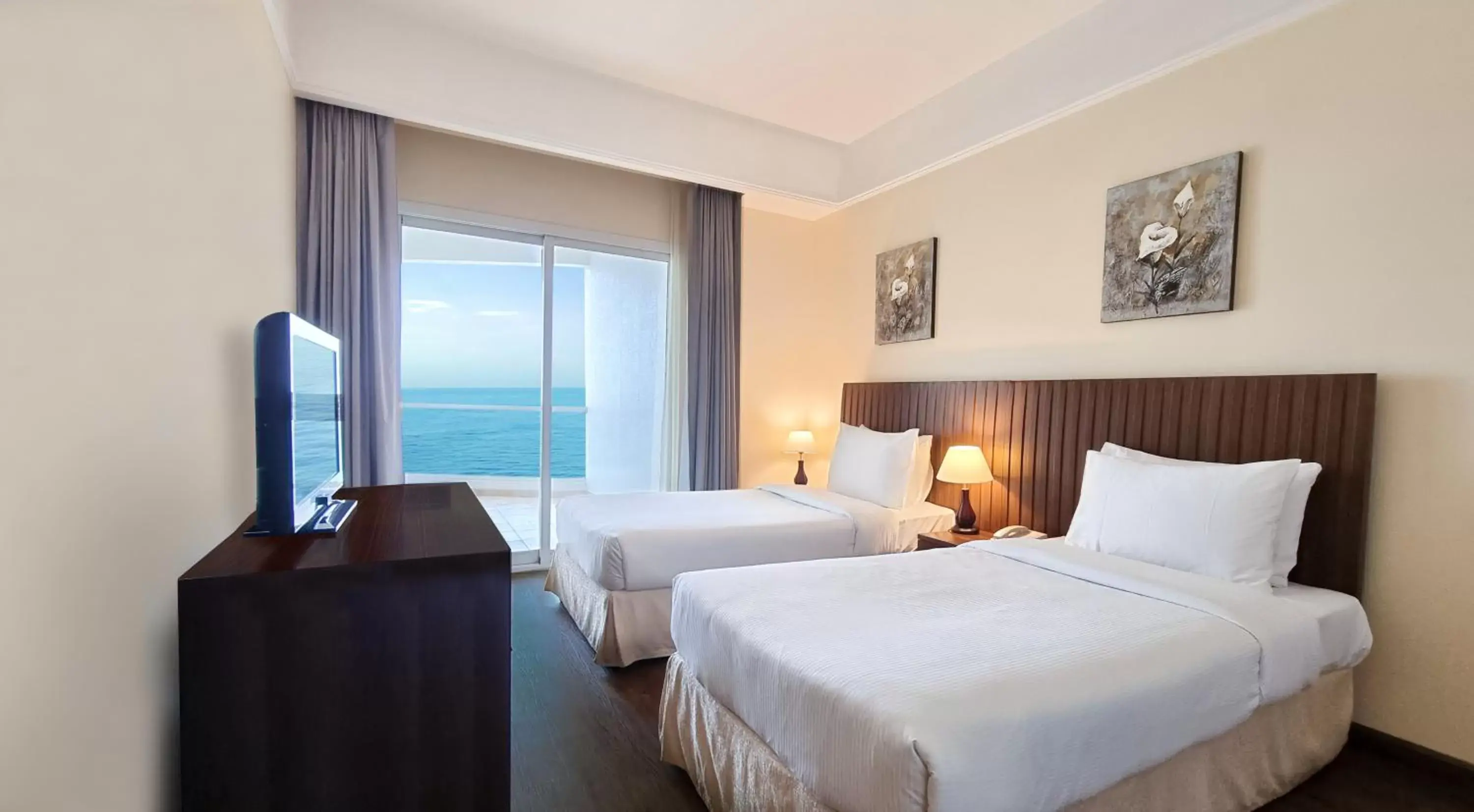 View (from property/room), Bed in Ramada by Wyndham Beach Hotel Ajman