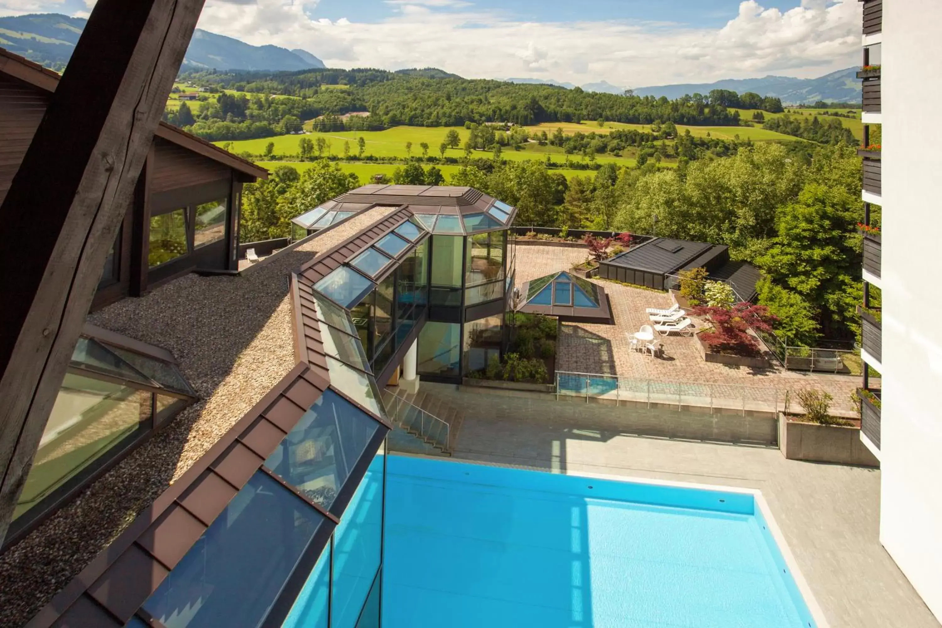 Pool View in AllgäuStern Hotel