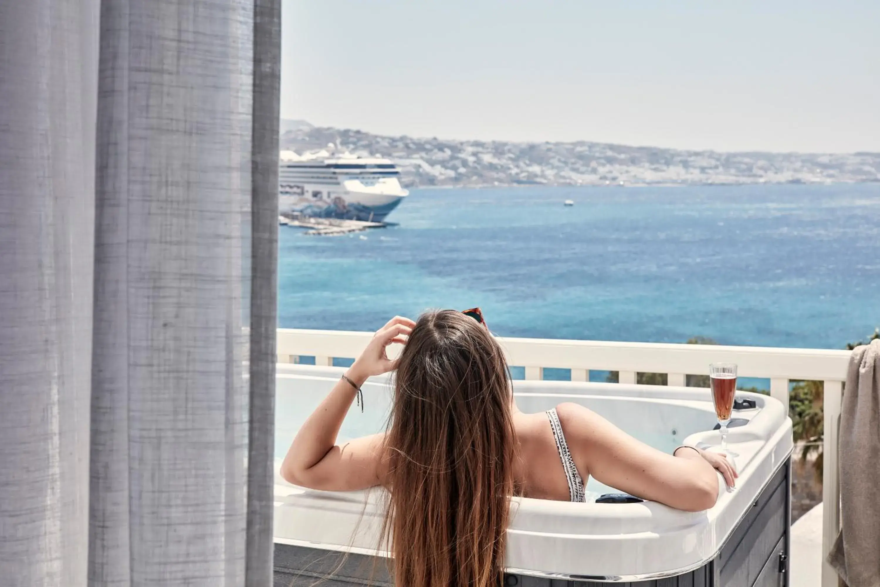 Balcony/Terrace, Guests in Mykonos Princess Hotel