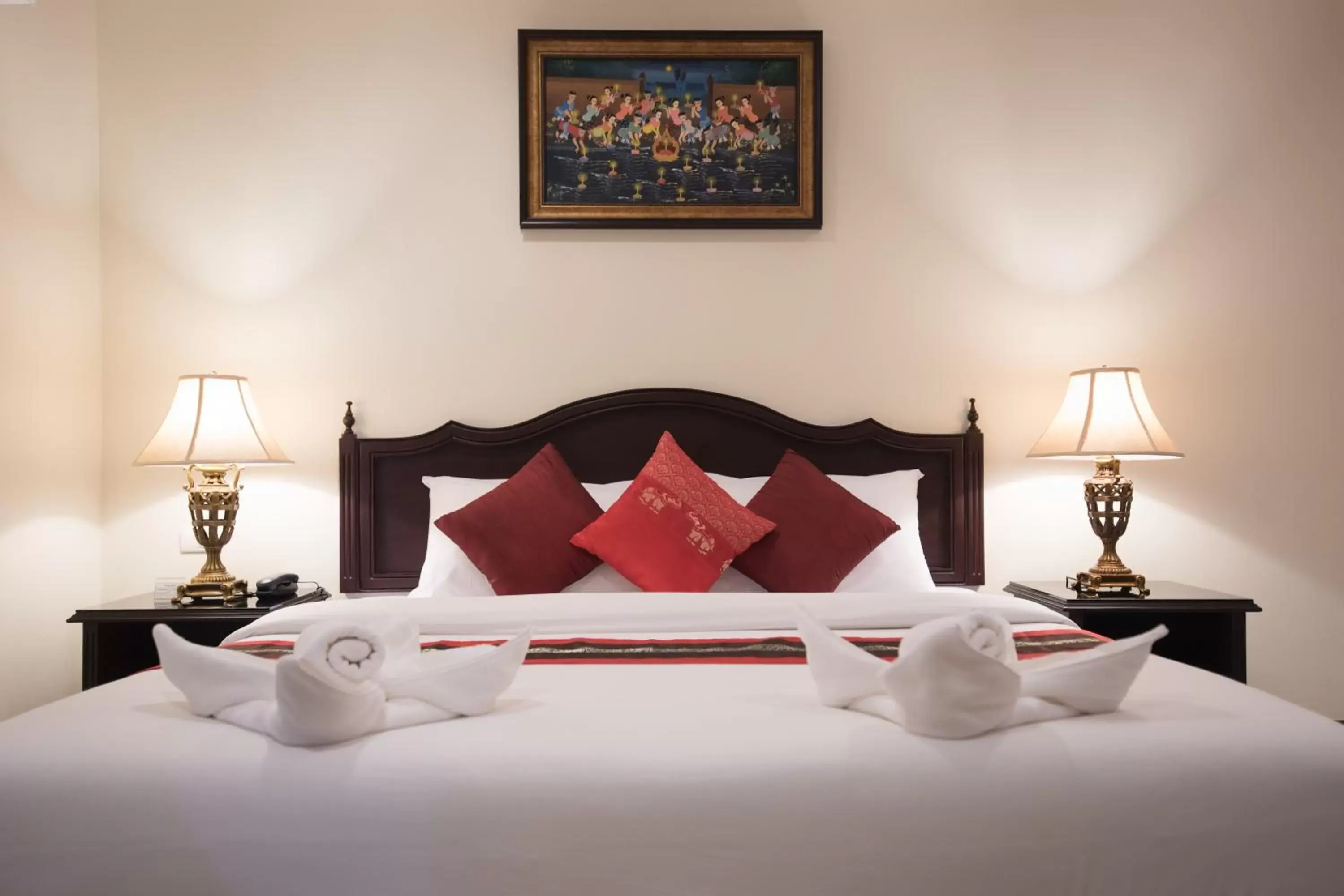 Decorative detail, Bed in True Siam Rangnam Hotel