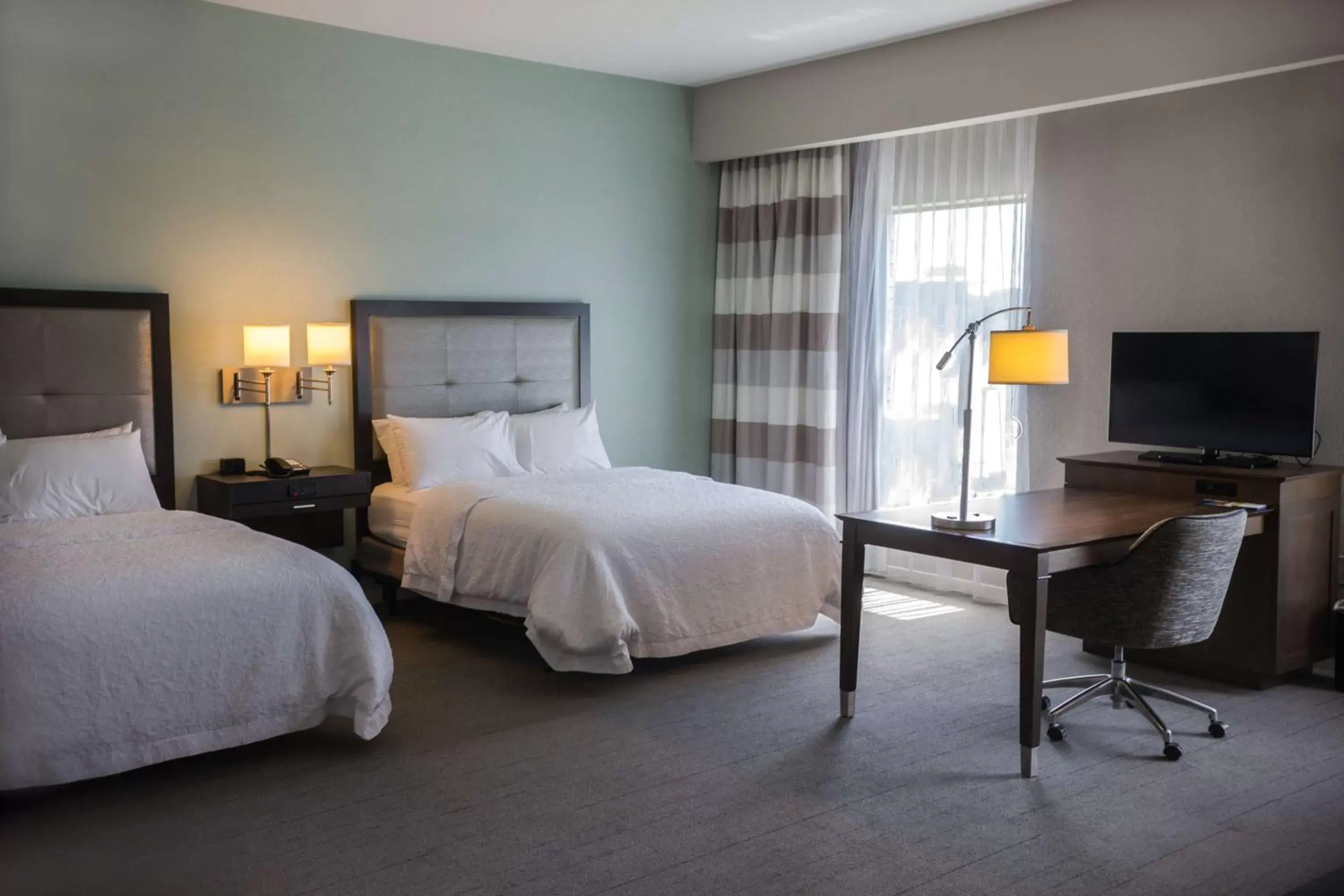 Studio with Two Queen Beds and Roll-In Shower - Mobility and Hearing Access/Non-Smoking in Hampton Inn & Suites Charlotte/Ballantyne, Nc Studio with Two Queen Beds and Roll-In Shower - Mobility and Hearing Access/Non-Smoking in Hampton Inn & Suites Charlotte/Ballantyne, Nc