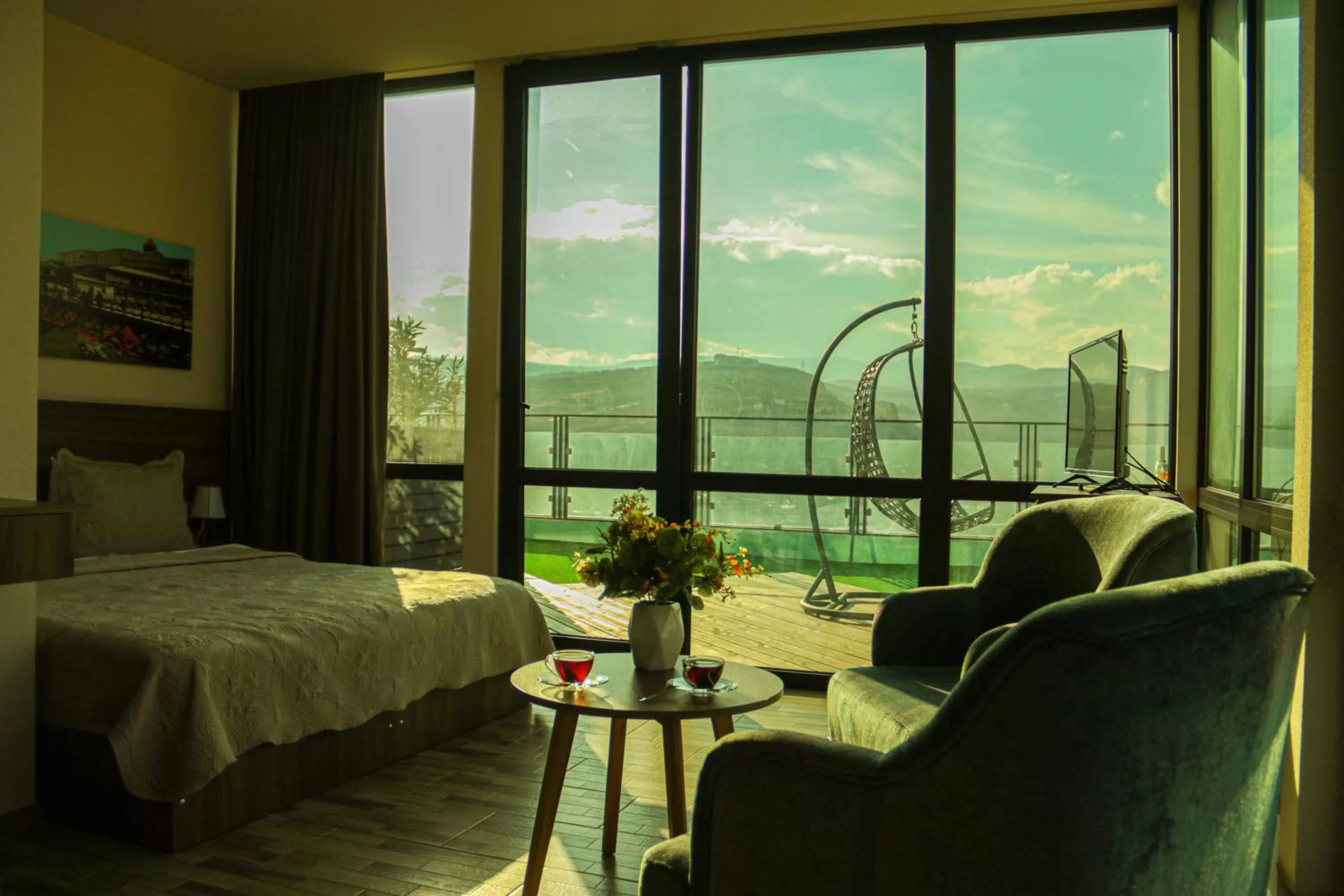 Bed in Hotel Grand View in Tbilisi