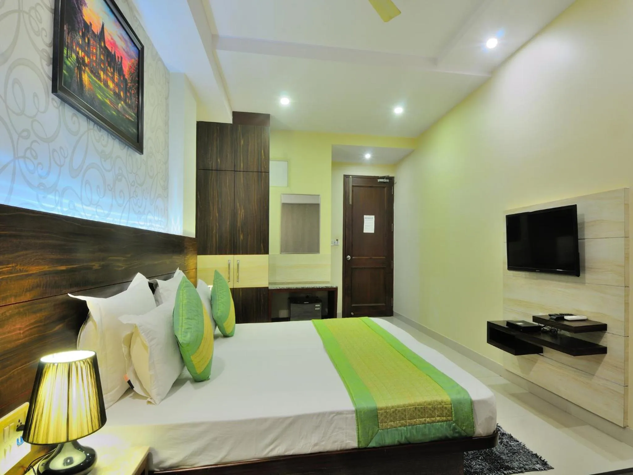 Bedroom, Bed in Hotel Sky Rich International - Just a min walk from Karol Bagh Metro Station