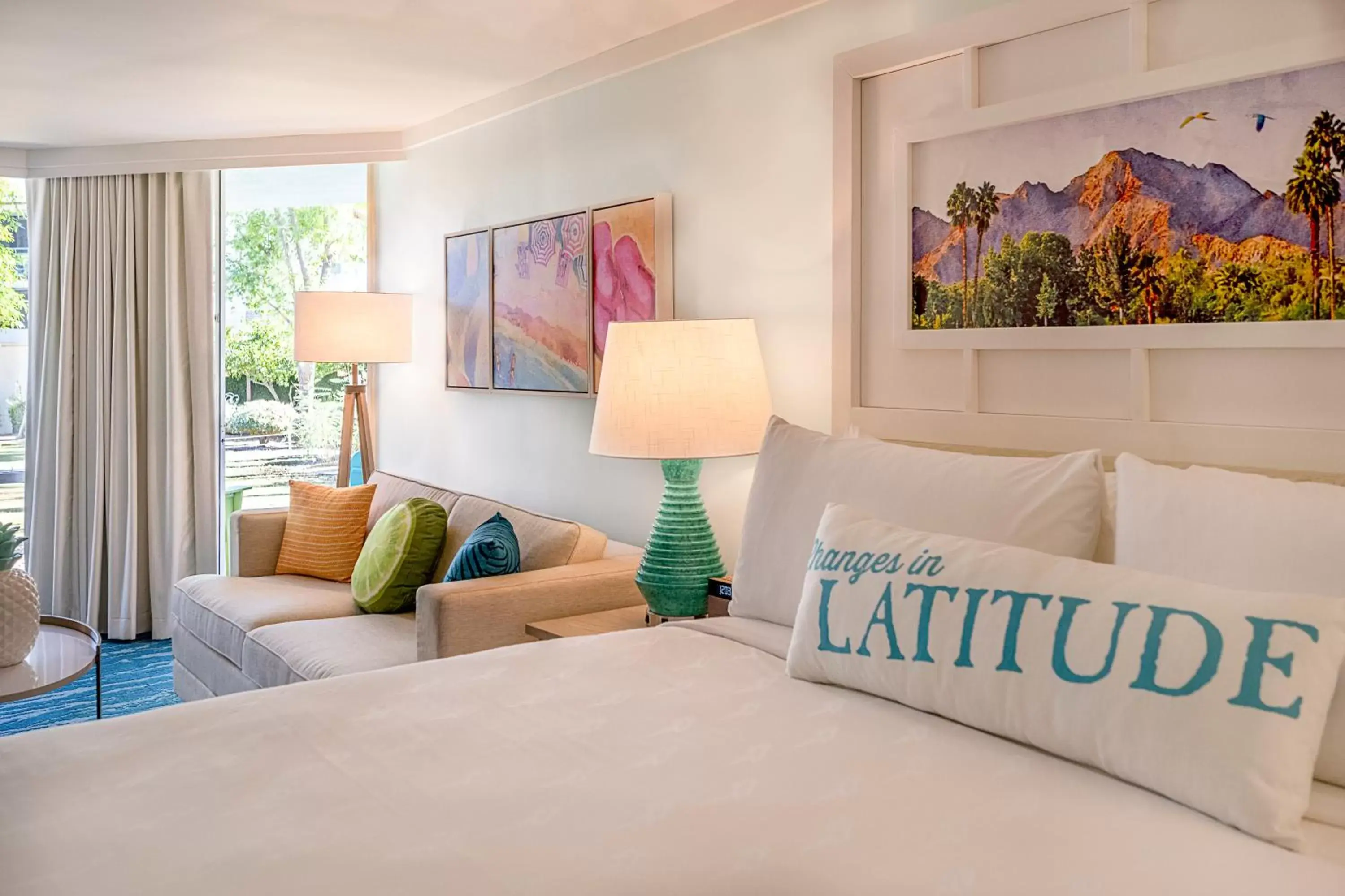 Seating area, Bed in Riviera Resort Palm Springs Seating area, Bed in Riviera Resort Palm Springs