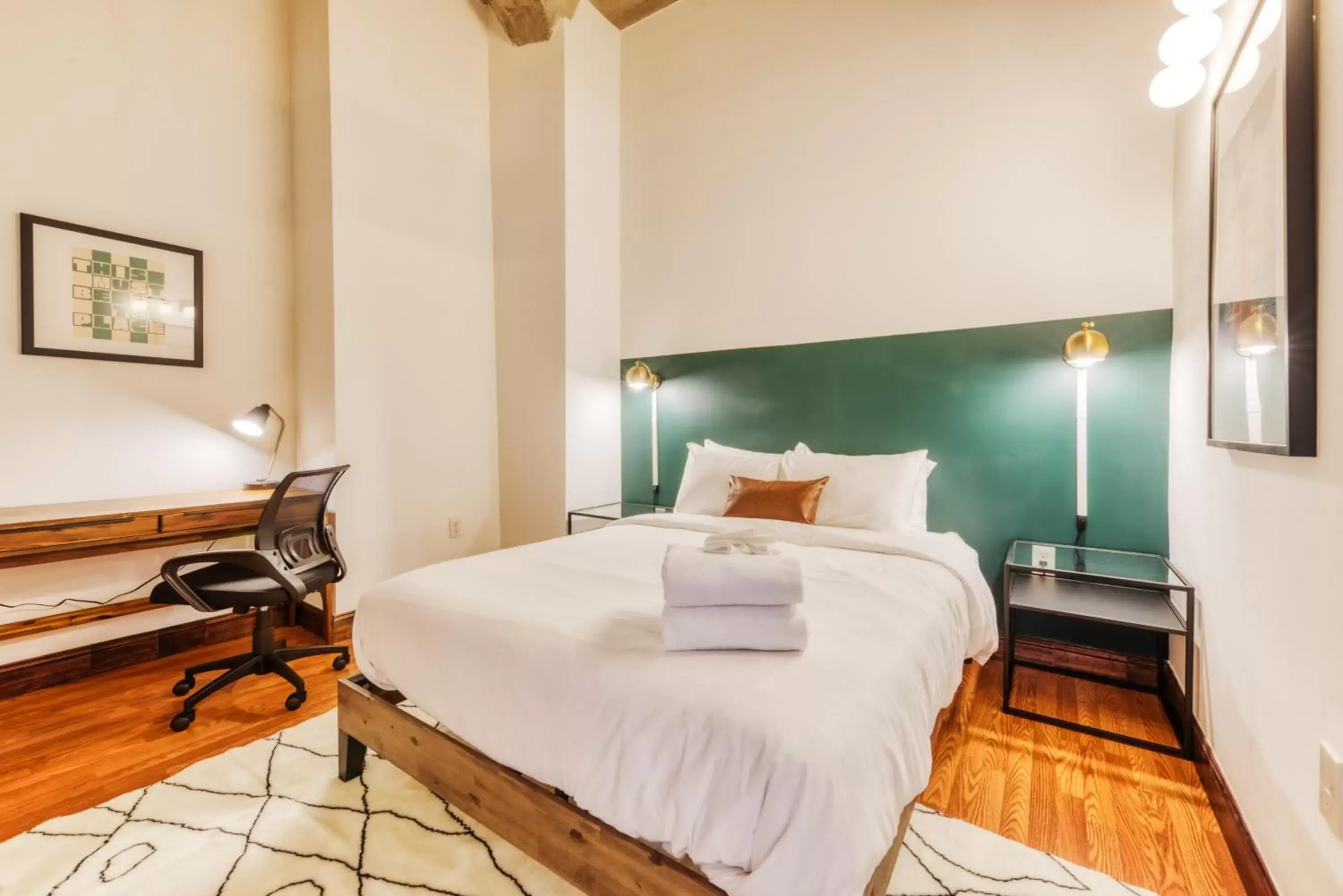 Bedroom, Bed in Sosuite at Independence Lofts - Callowhill Bedroom, Bed in Sosuite at Independence Lofts - Callowhill