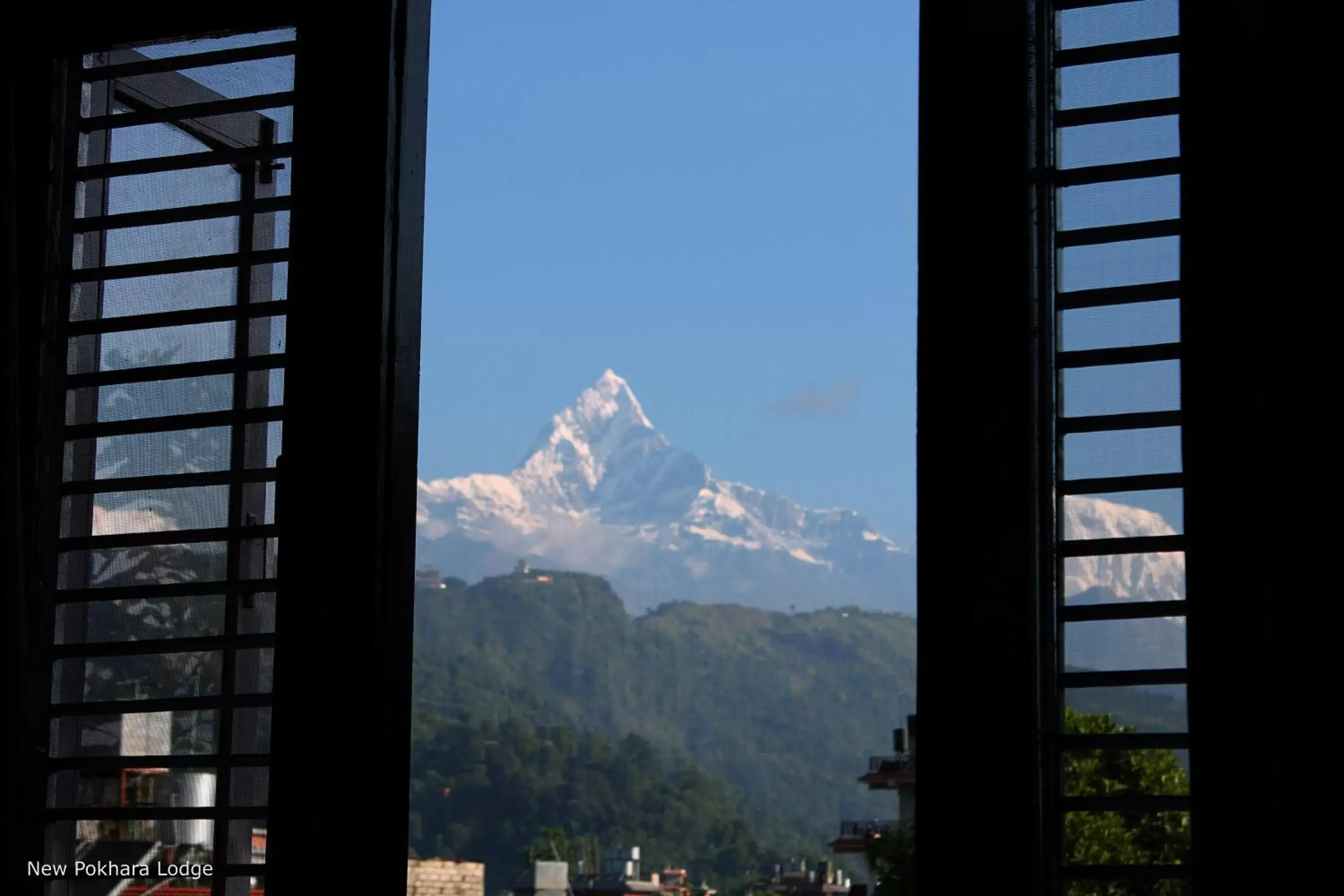 View (from property/room), Mountain View in New Pokhara Lodge - Lakeside, Pokhara Nepal