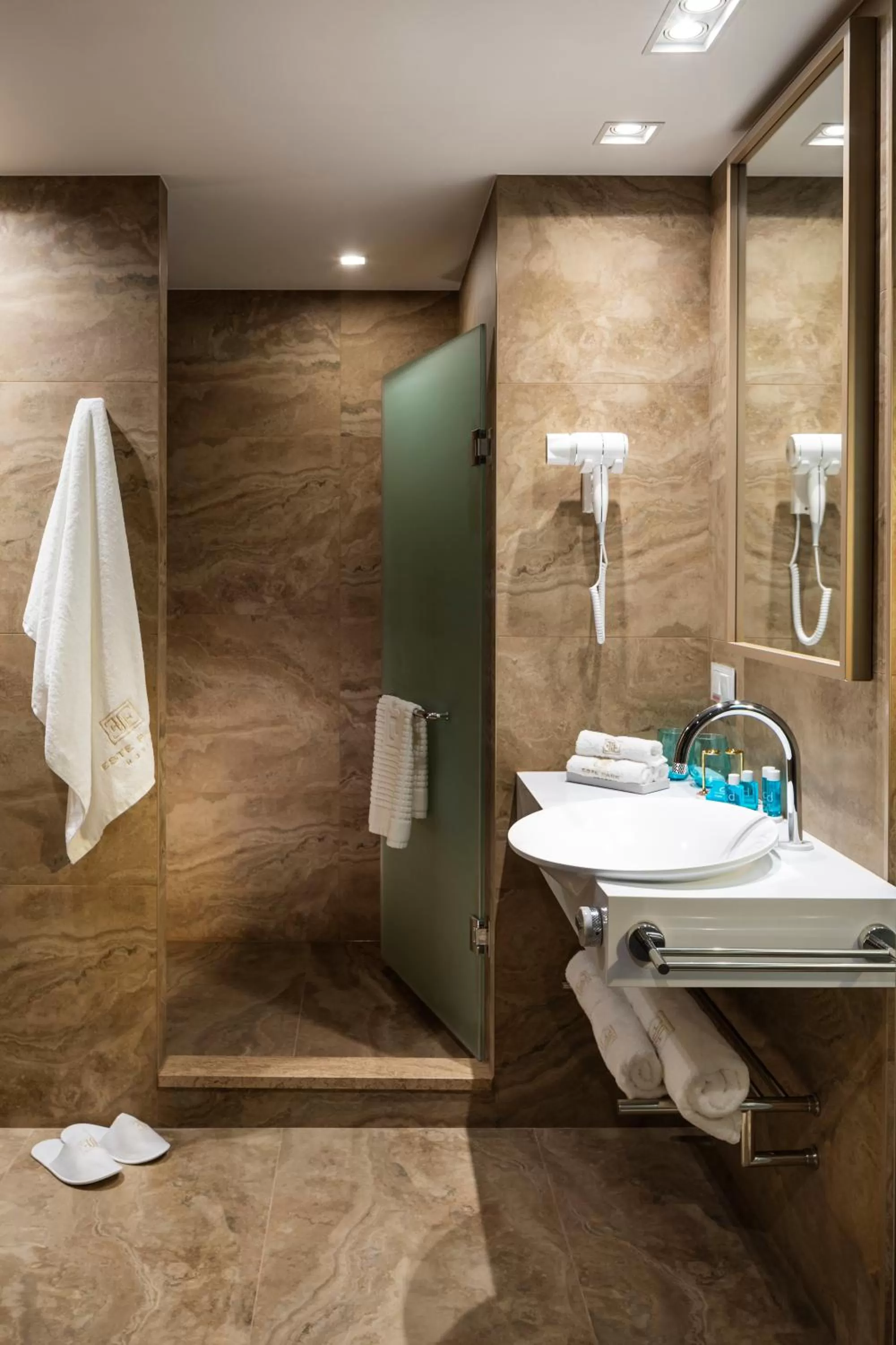 Bathroom in -- ESTE PARK HOTEL -- part of Urban Chic Luxury Design Hotels - Parking & Compliments - next to Shopping & Dining Mall Plovdiv