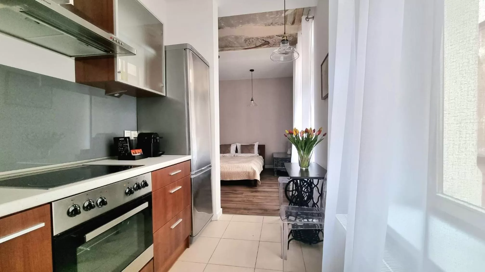 Bed, Kitchen/Kitchenette in NOOK NOOK Apartments Katarzyny 2