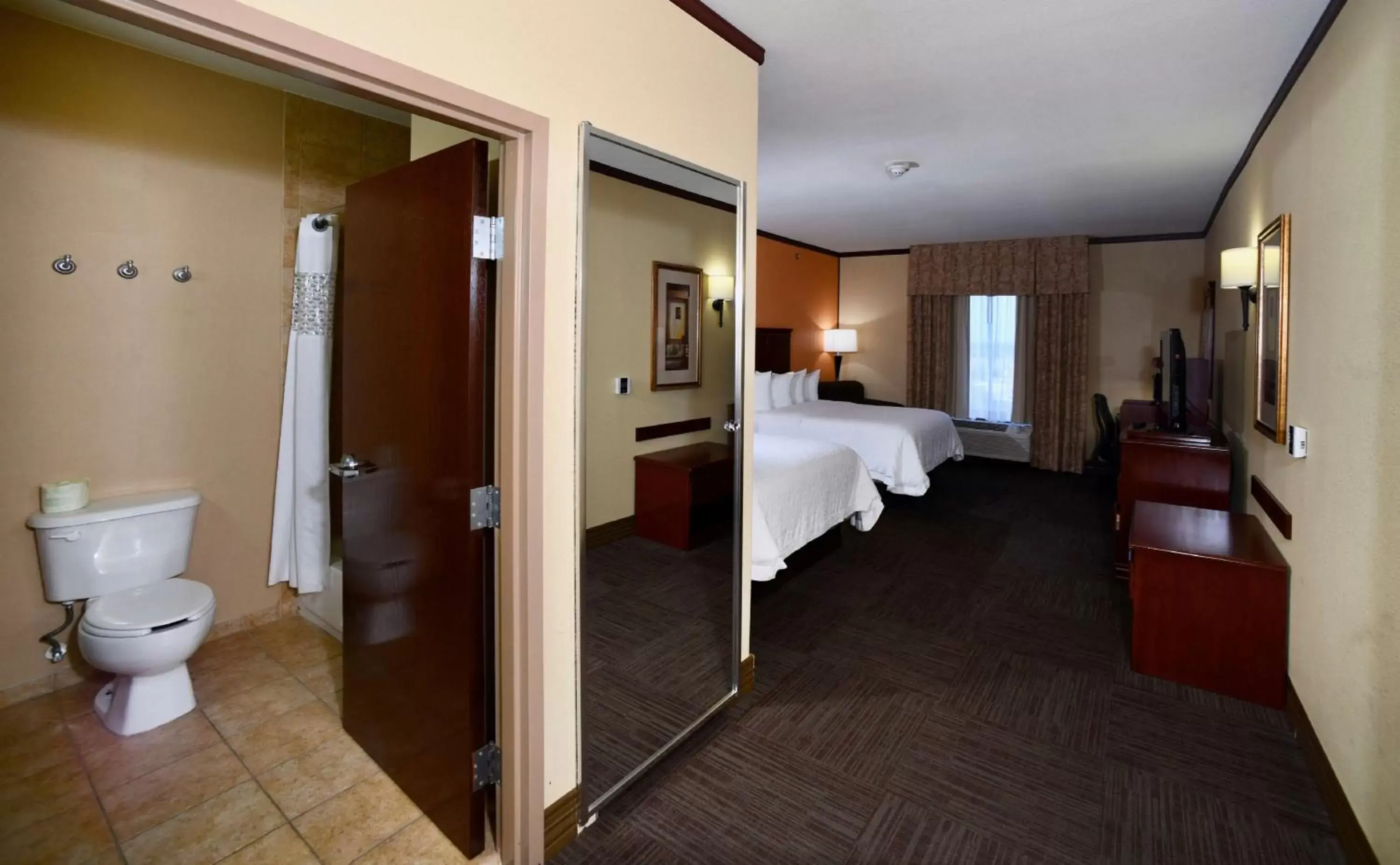 Bed, Bathroom in Hampton Inn Seguin