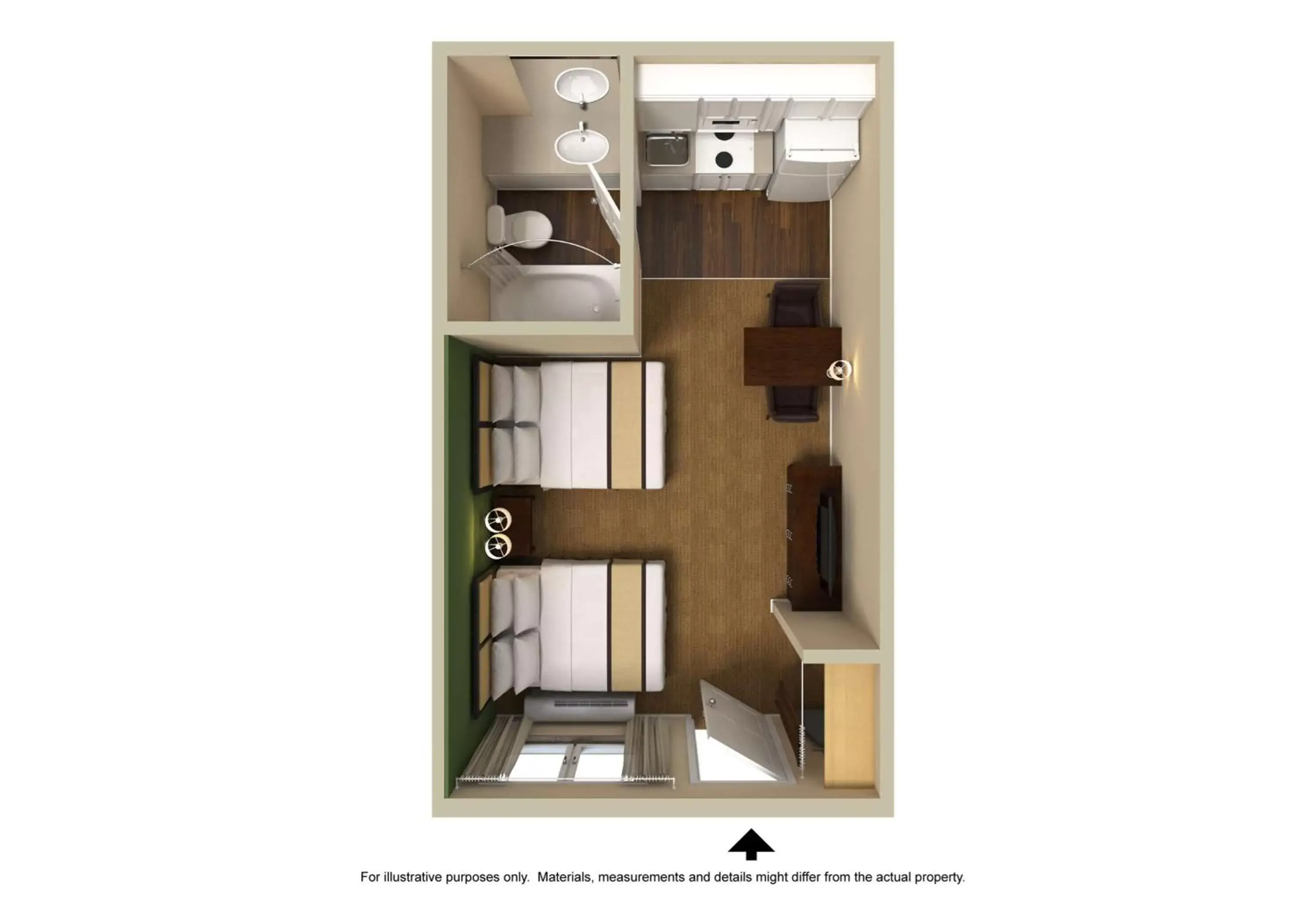 Bedroom, Floor Plan in Extended Stay America Suites - Seattle - Tukwila