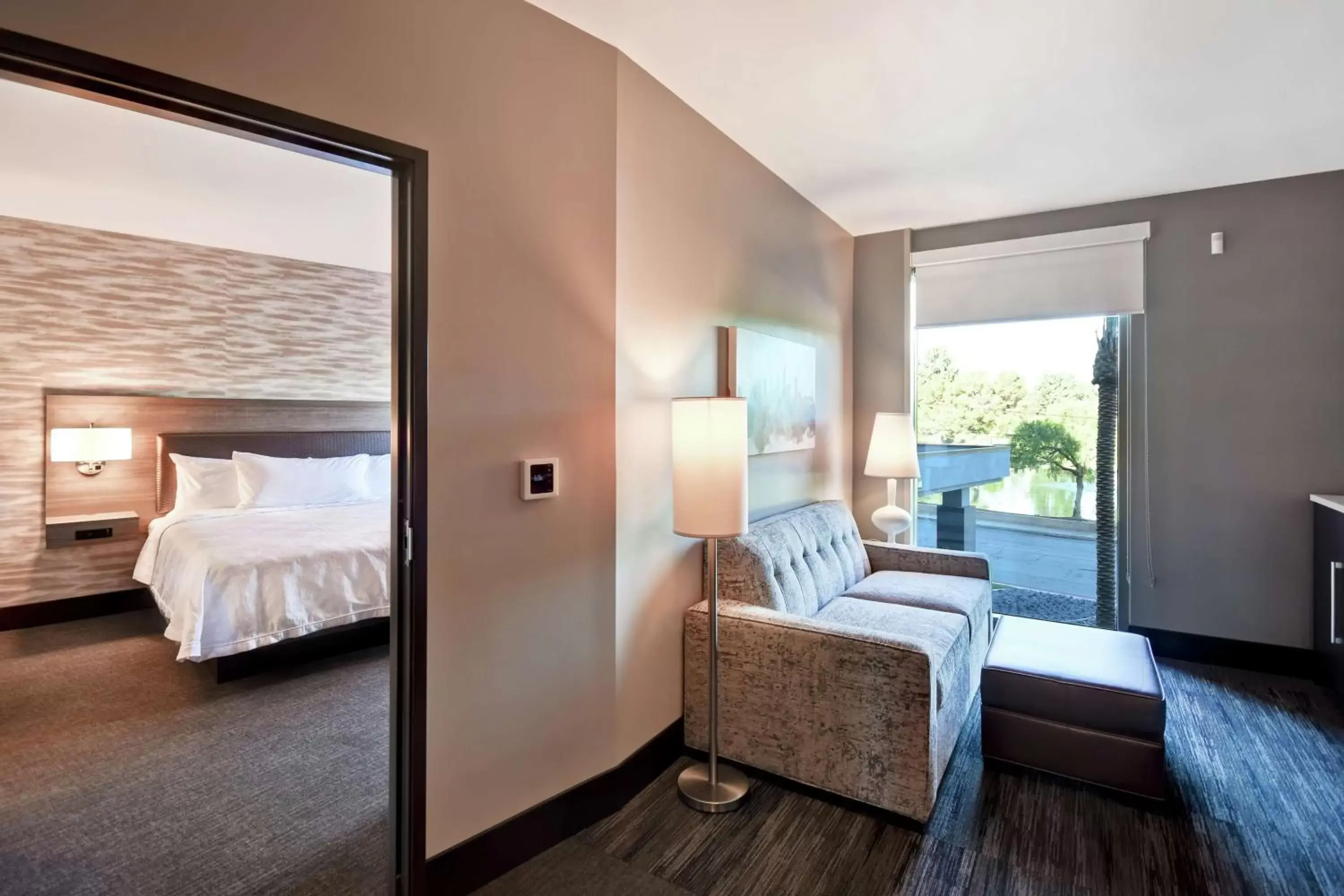 View (from property/room), Bed in Home2 Suites by Hilton Los Angeles Montebello