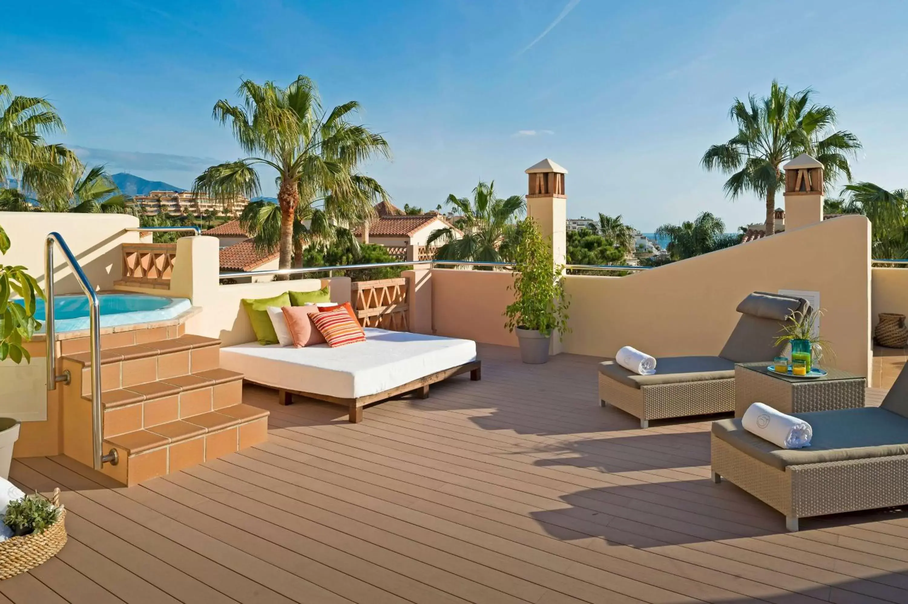 Bed, Swimming Pool in Wyndham Grand Residences Costa del Sol