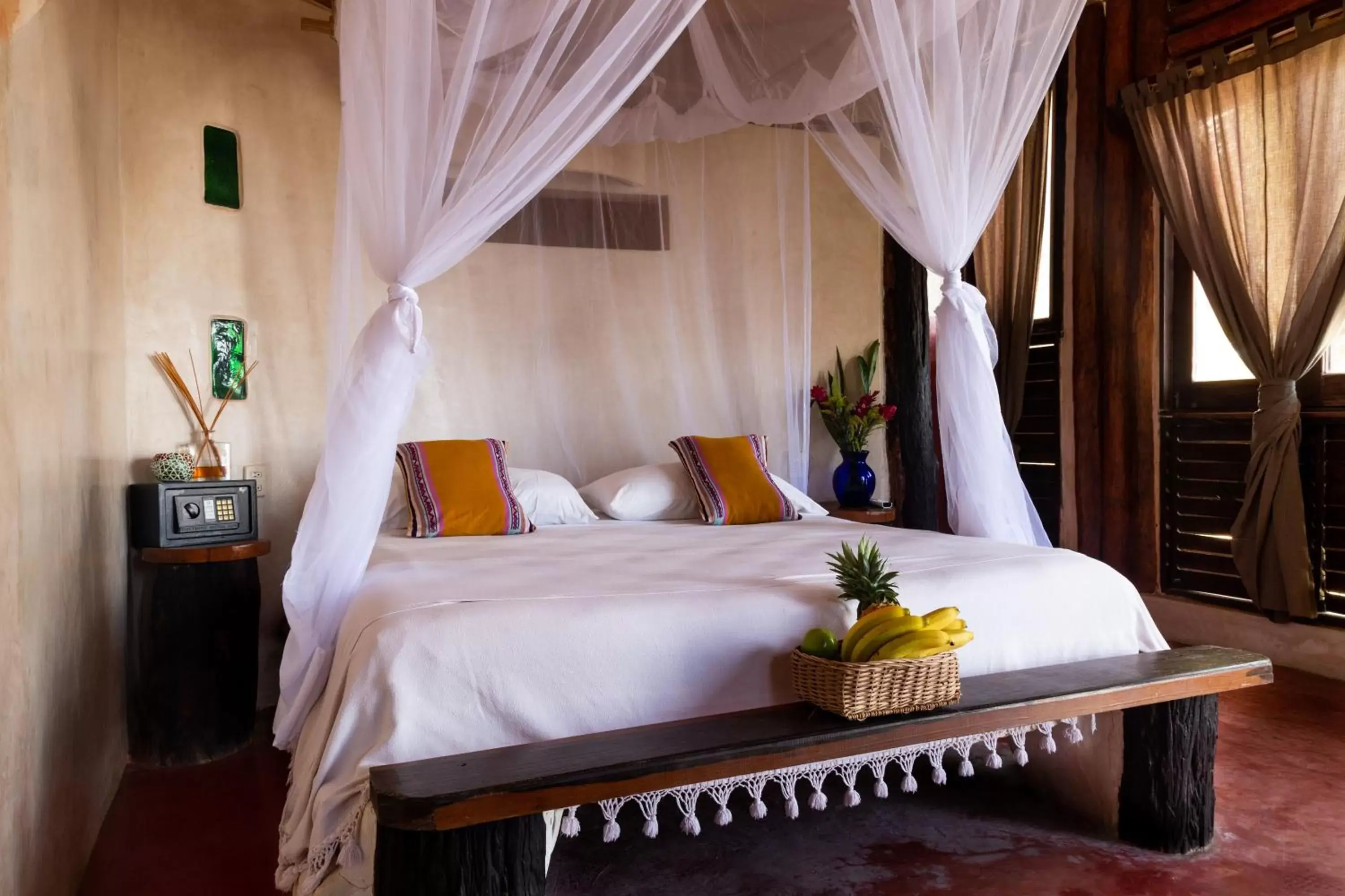 Master Suite Ocean Front king size bed in La Posada del Sol Boutique Hotel Tulum