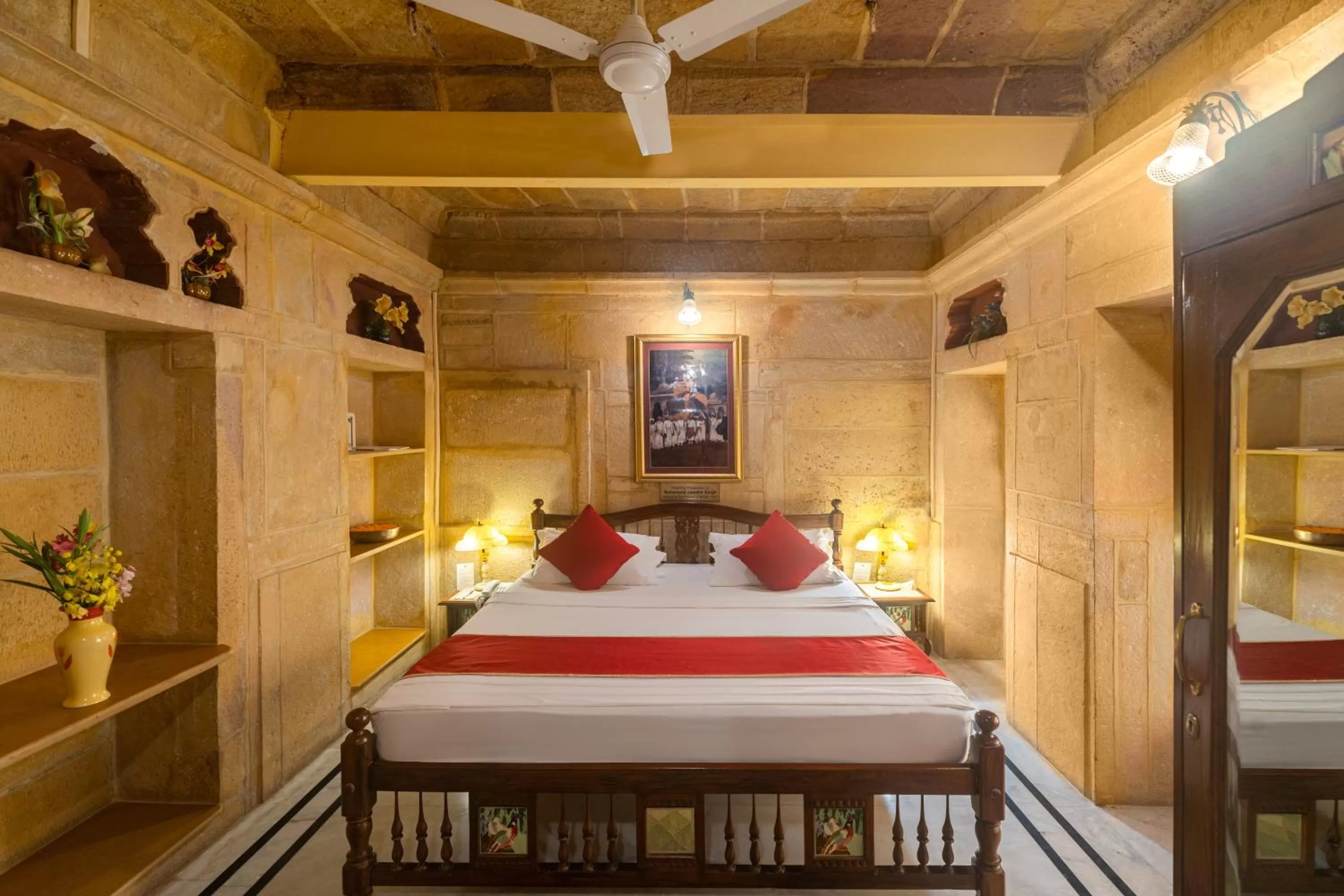 Bed in WelcomHeritage Mandir Palace