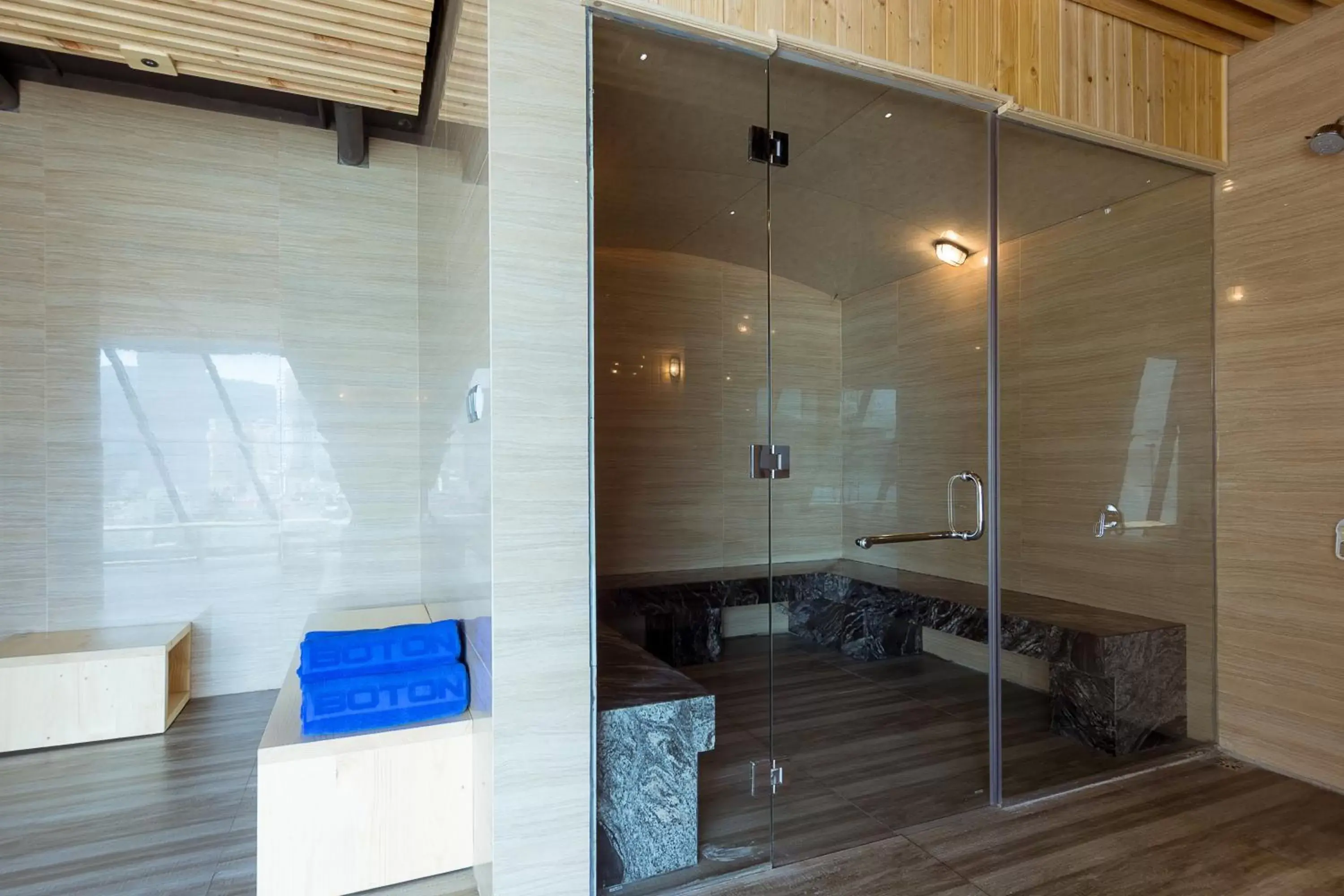 Sauna, Bathroom in Boton Blue Hotel & Spa