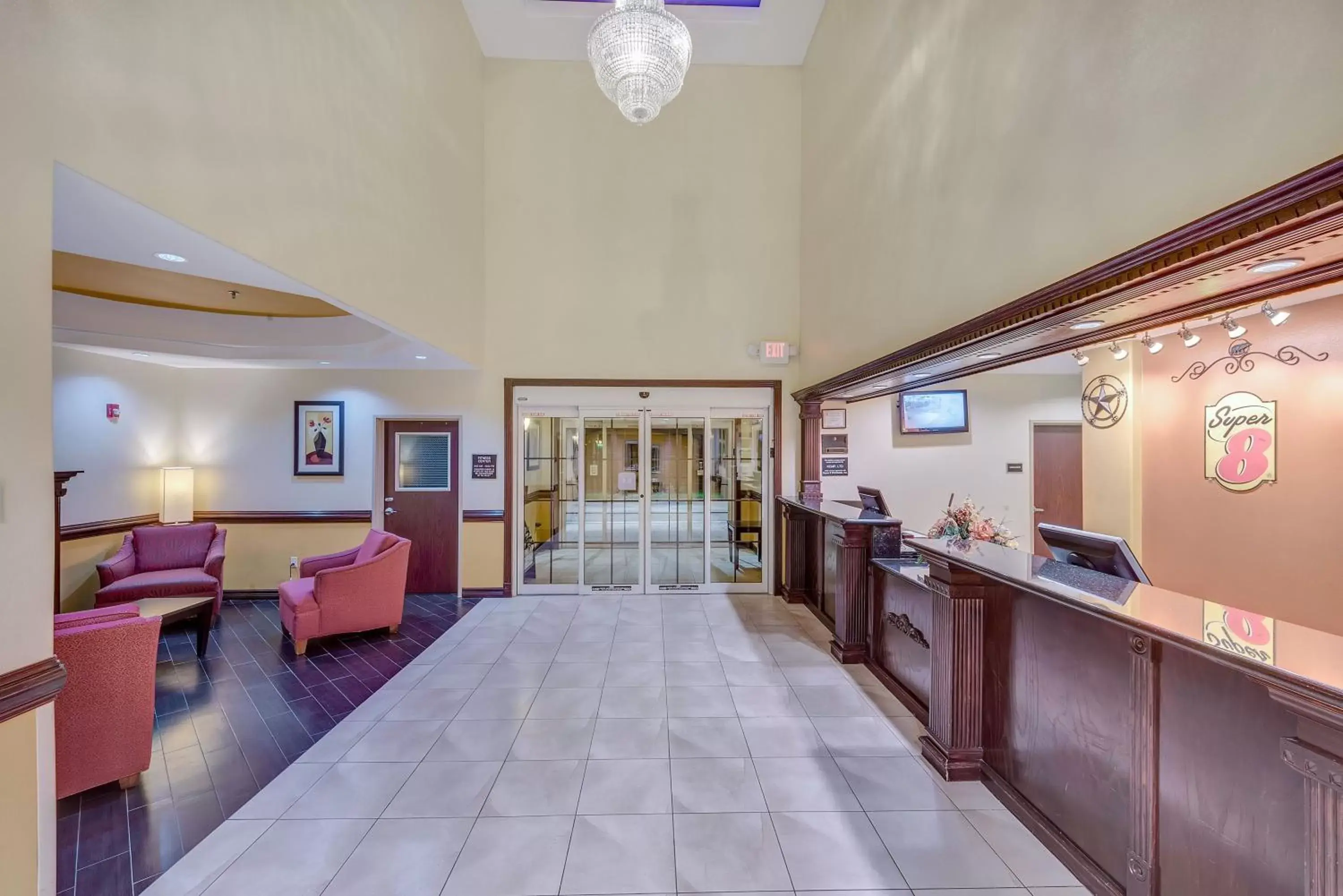 Lobby or reception, Lobby/Reception in Super 8 by Wyndham Hidalgo at La Plaza Mall & Mcallen Airport