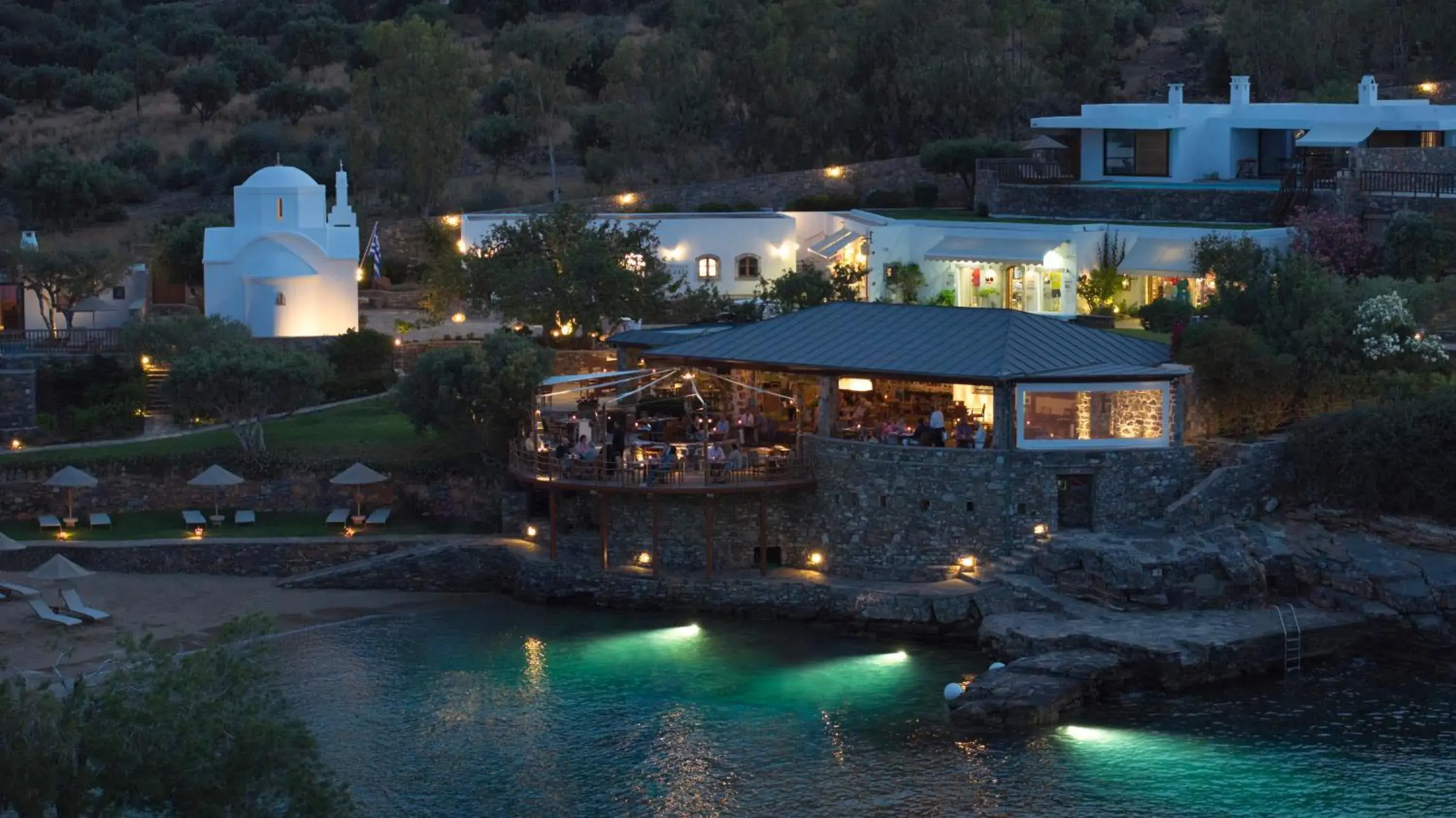 Restaurant/places to eat, Bird's-eye View in Elounda Mare Relais & Châteaux Hotel