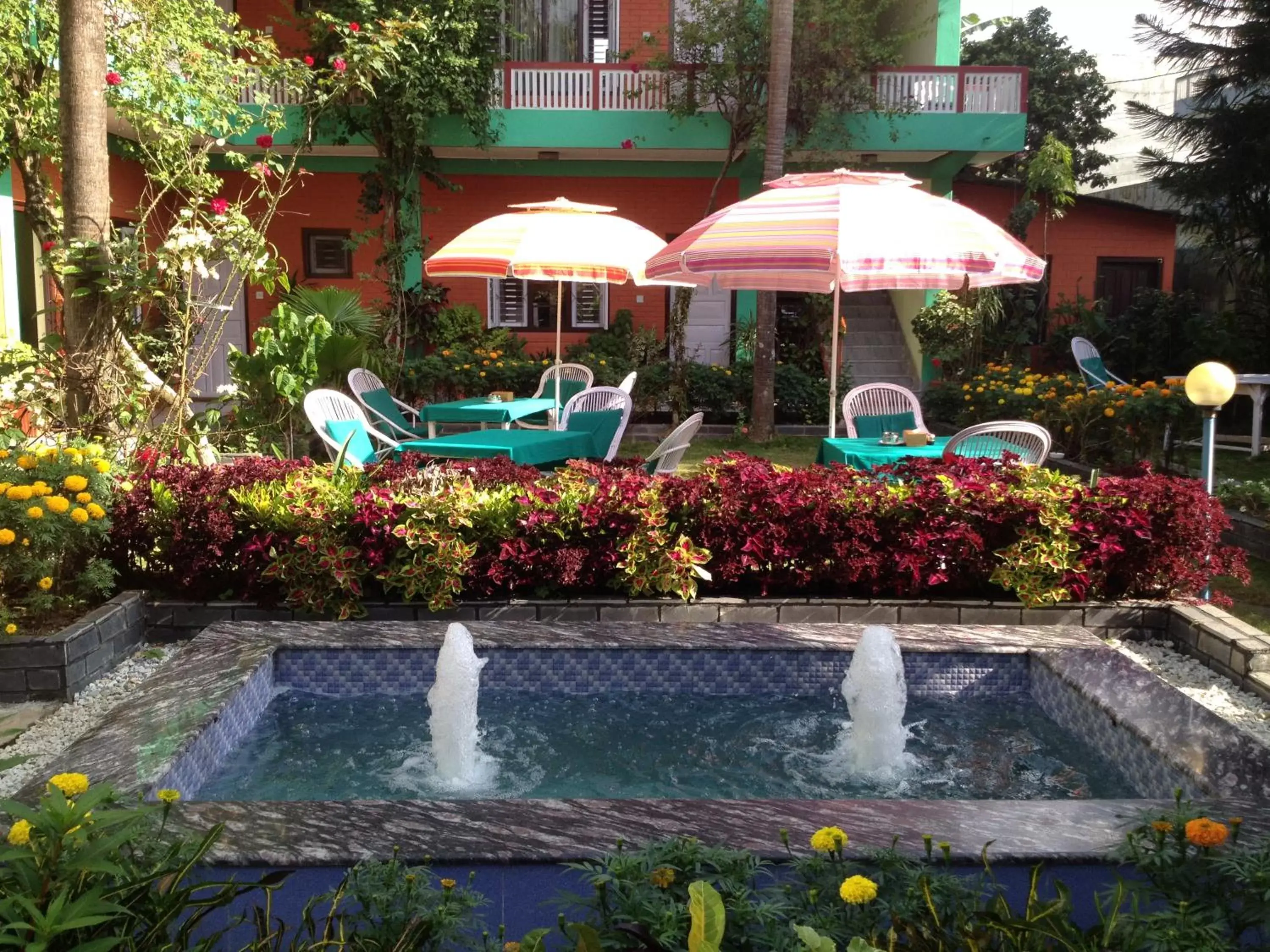 Patio, Swimming Pool in New Pokhara Lodge - Lakeside, Pokhara Nepal