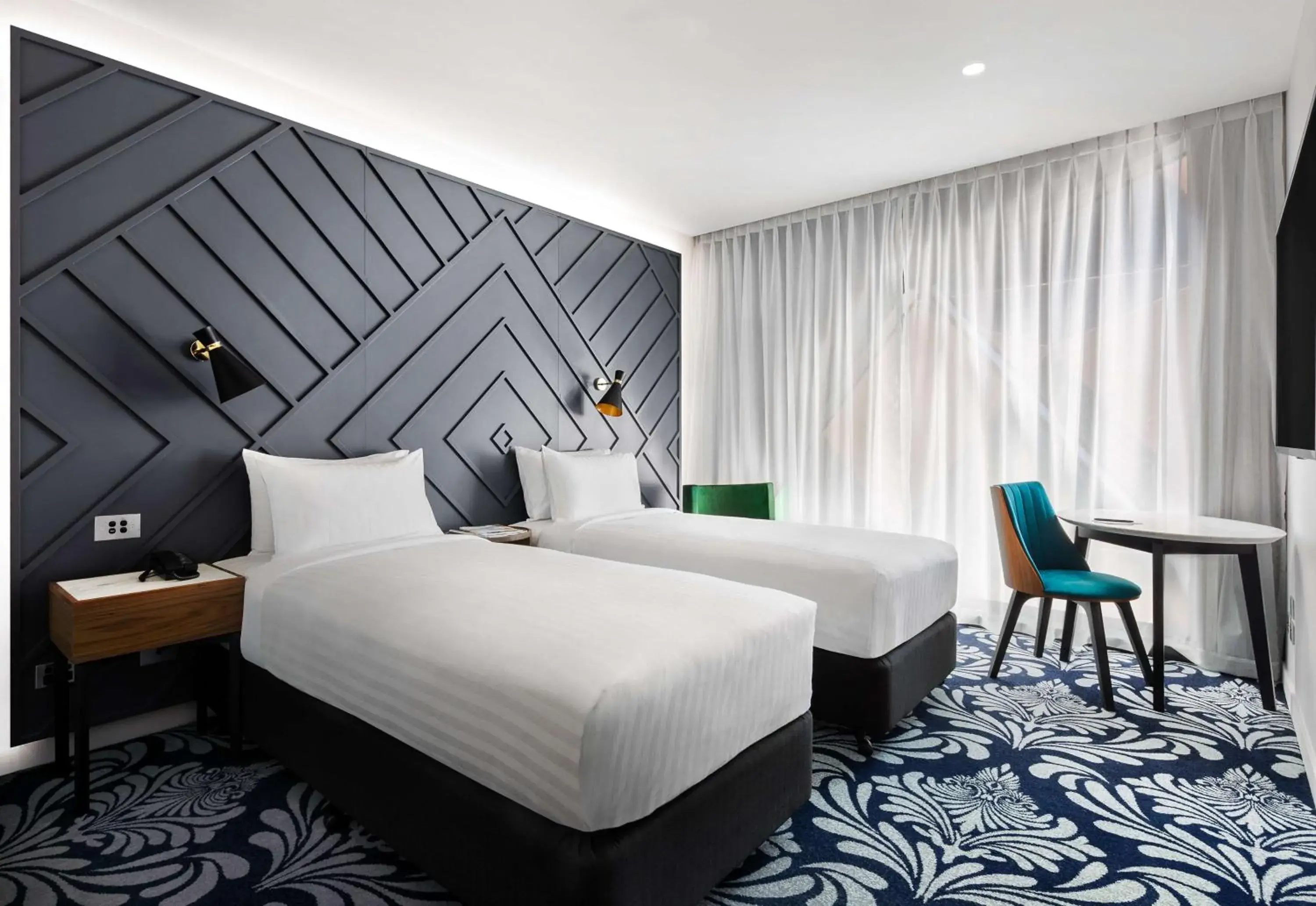 Bedroom, Bed in West Hotel Sydney, Curio Collection by Hilton