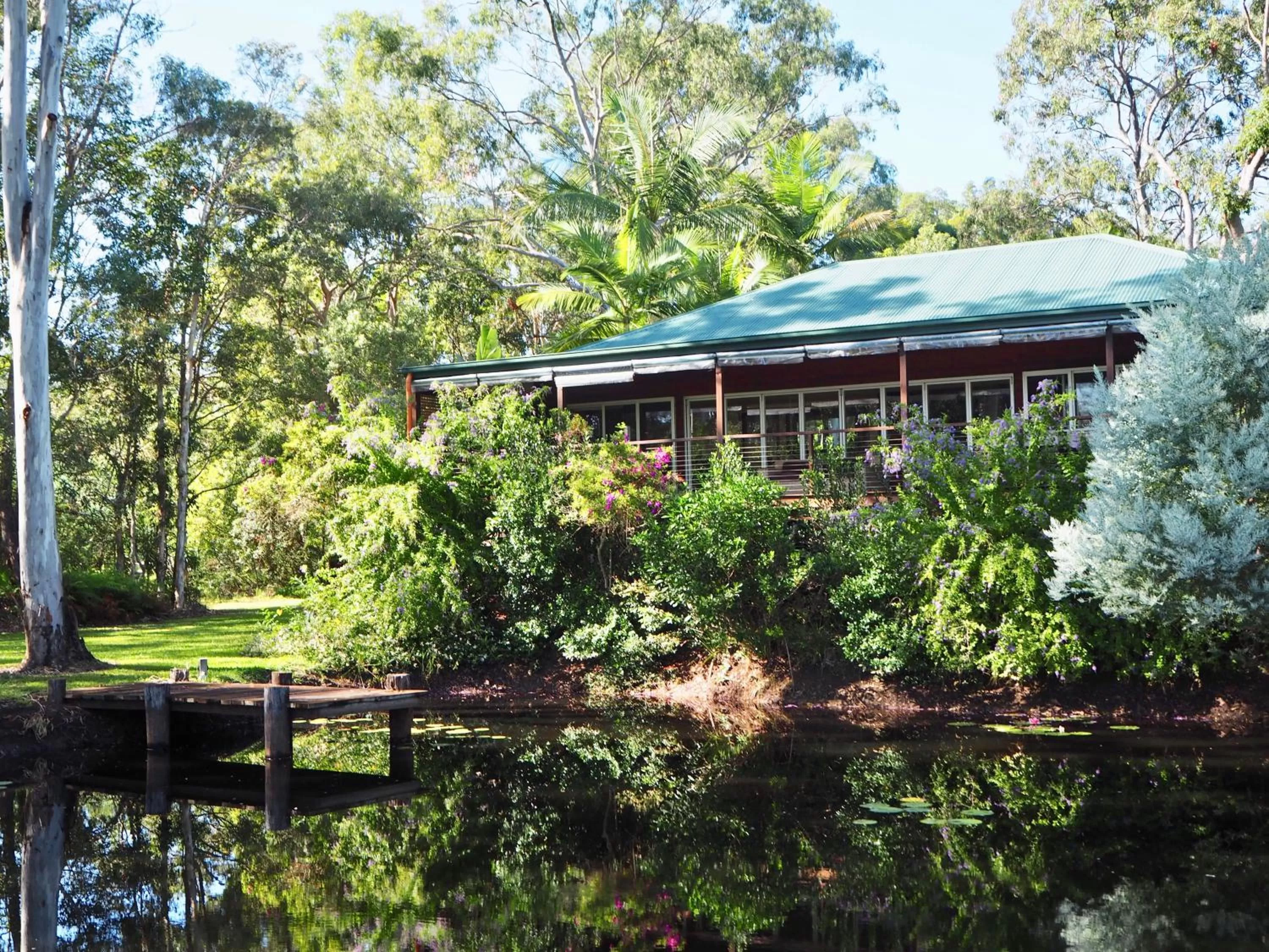 Garden view in Lake Weyba Cottages Noosa