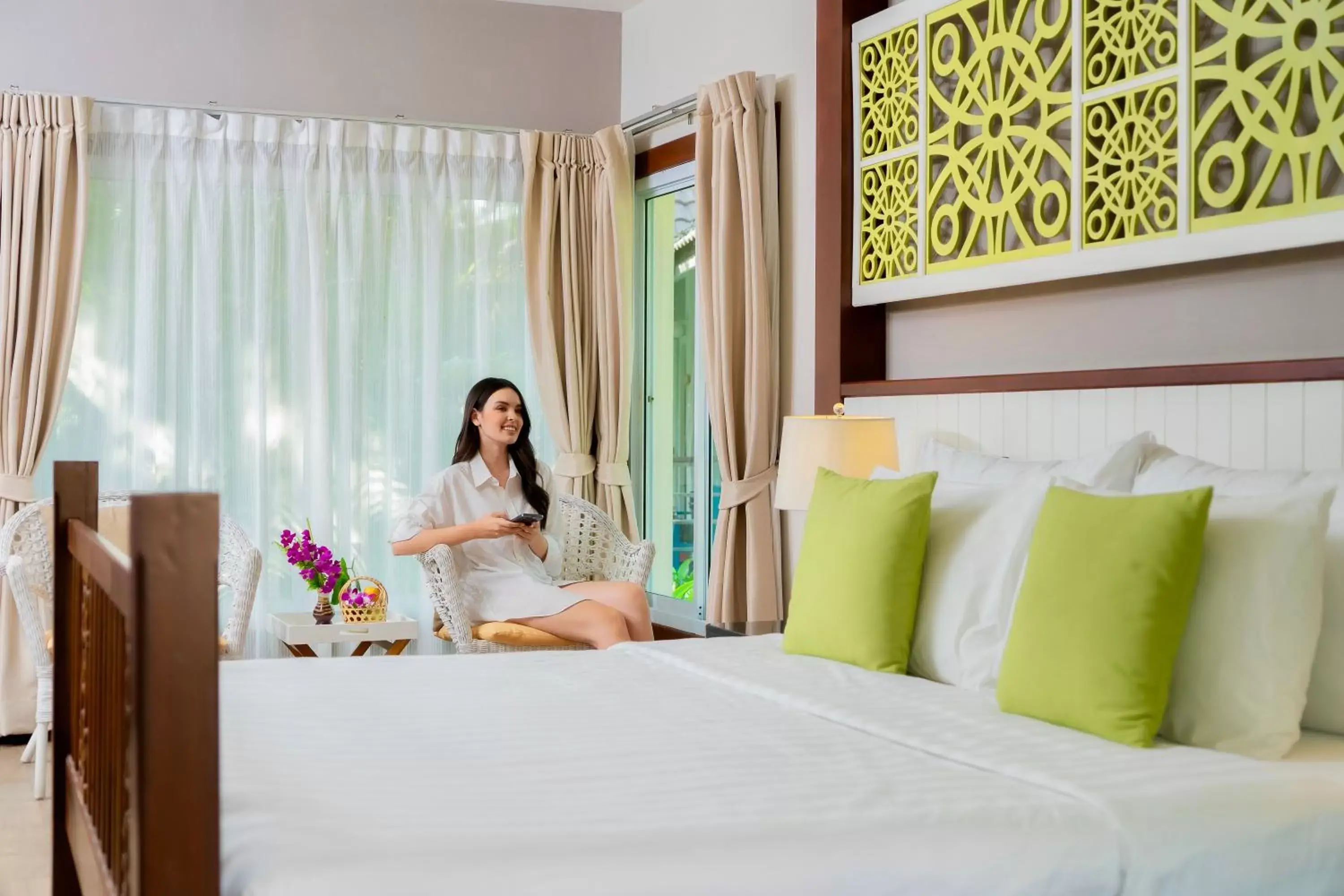 Decorative detail, Bed in Le Charme Sukhothai Historical Park Decorative detail, Bed in Le Charme Sukhothai Historical Park