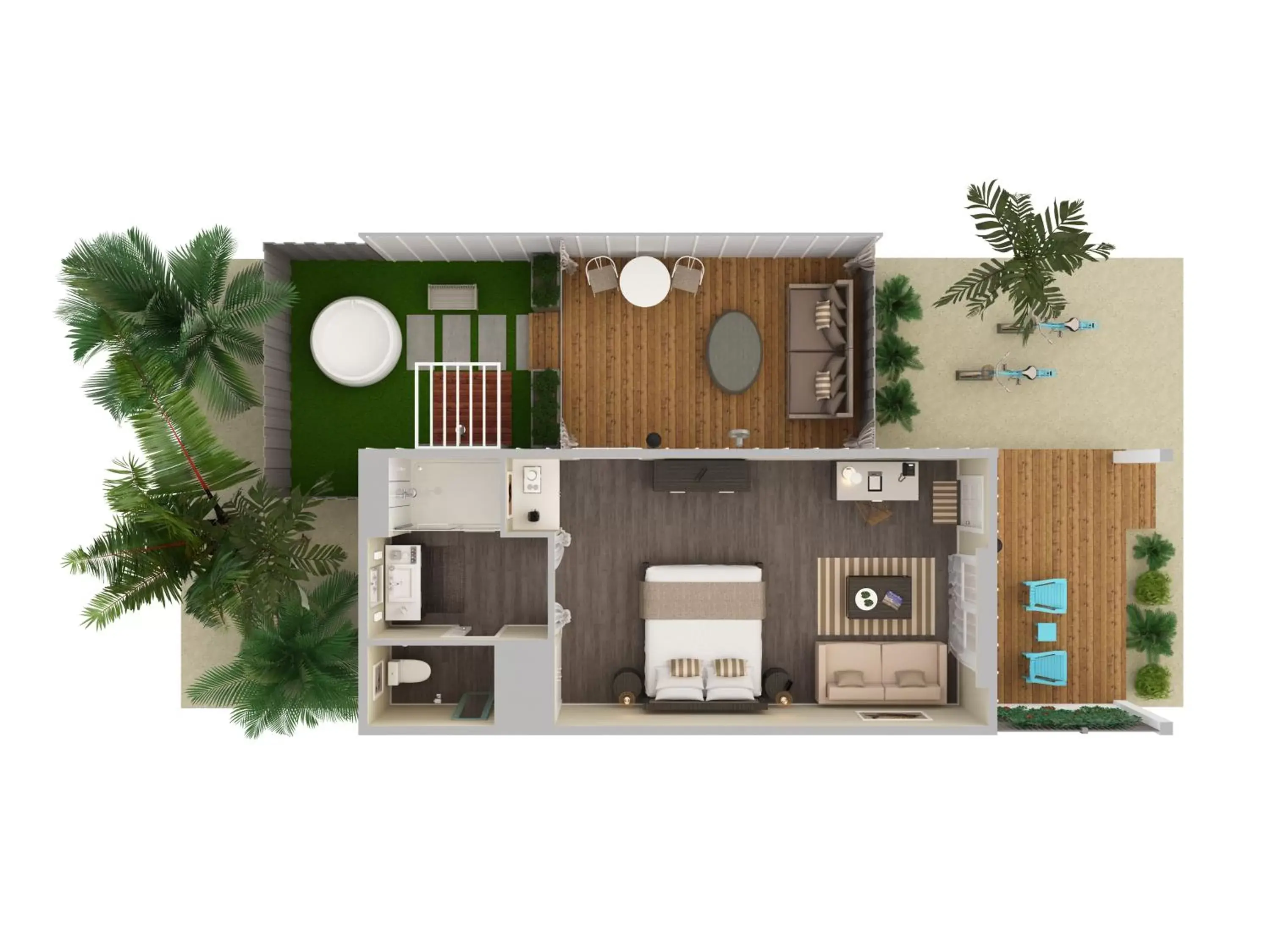 Photo of the whole room, Floor Plan in Bungalows Key Largo - All Inclusive