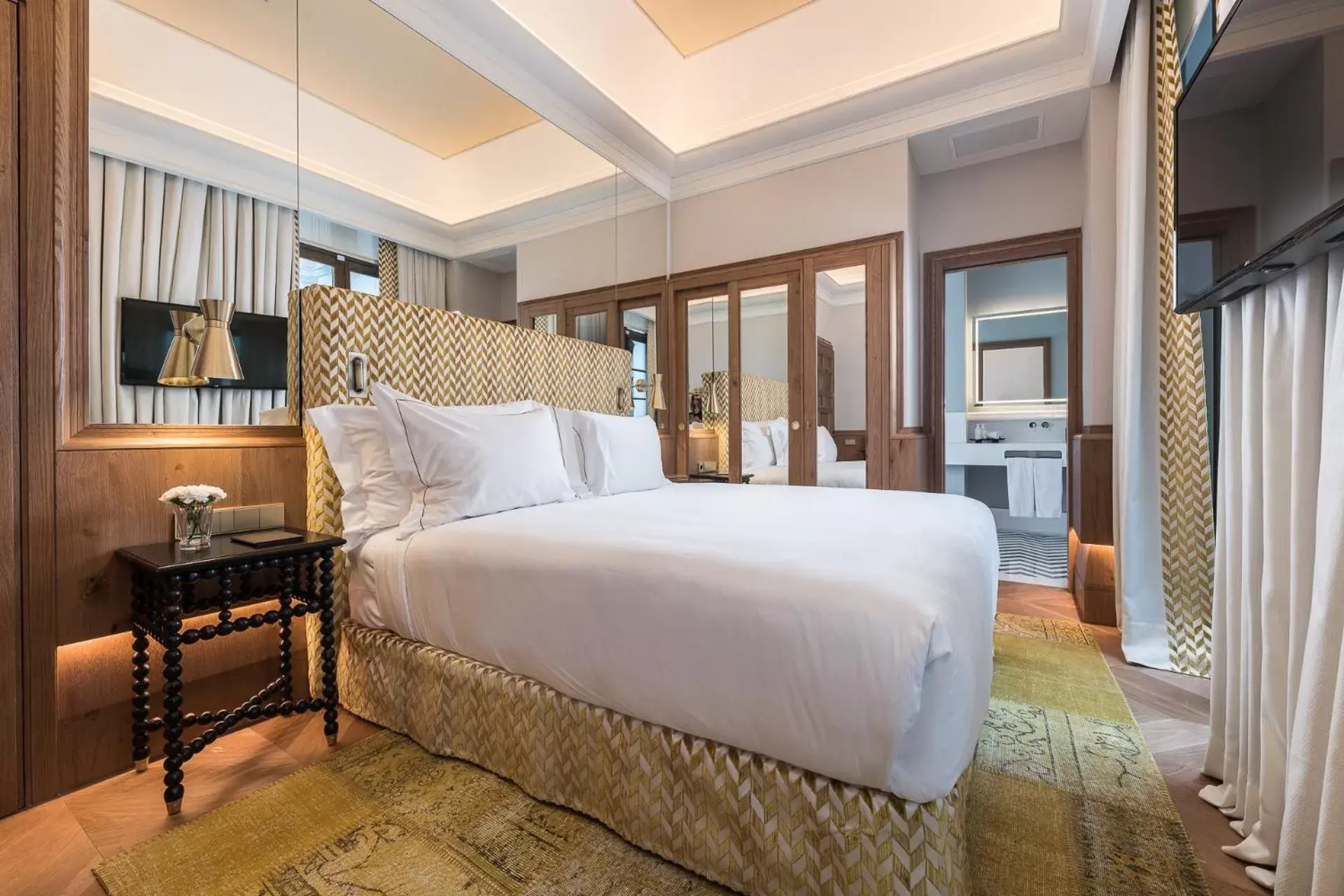 Bed in Palacio Solecio, a Small Luxury Hotel of the World