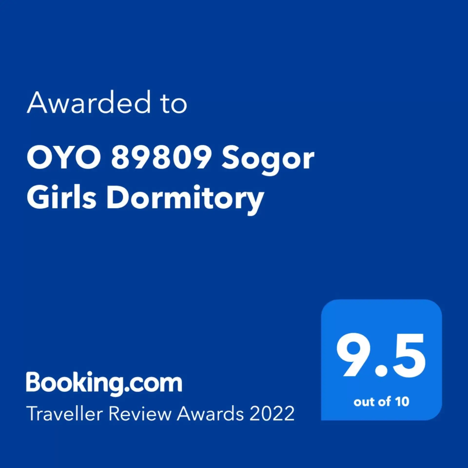 Certificate/Award, Logo/Certificate/Sign/Award in OYO 89809 Sogor Girls Dormitory Female Only