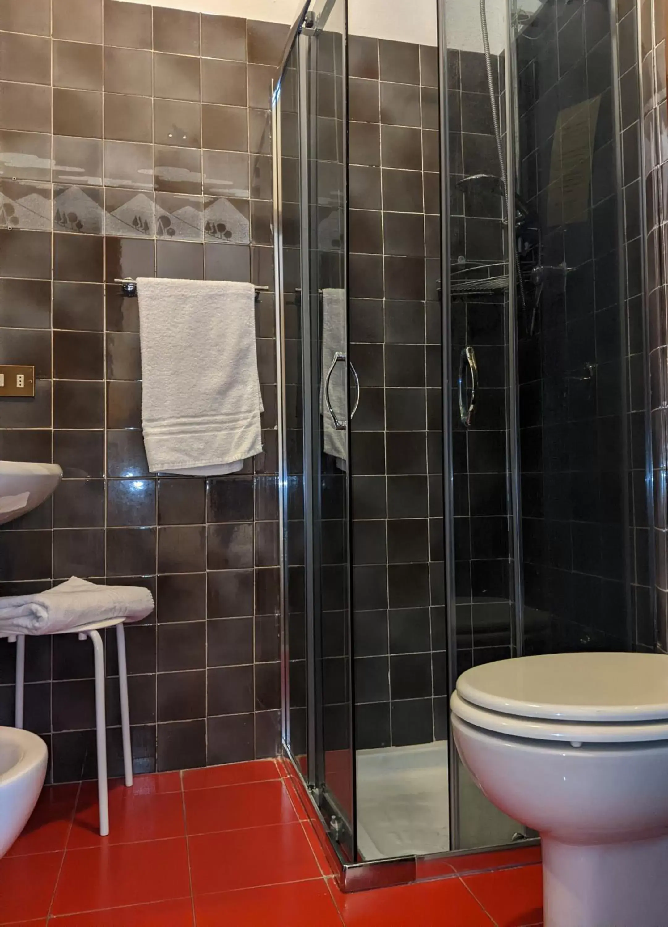 Restaurant/places to eat, Bathroom in Hotel Montecarlo