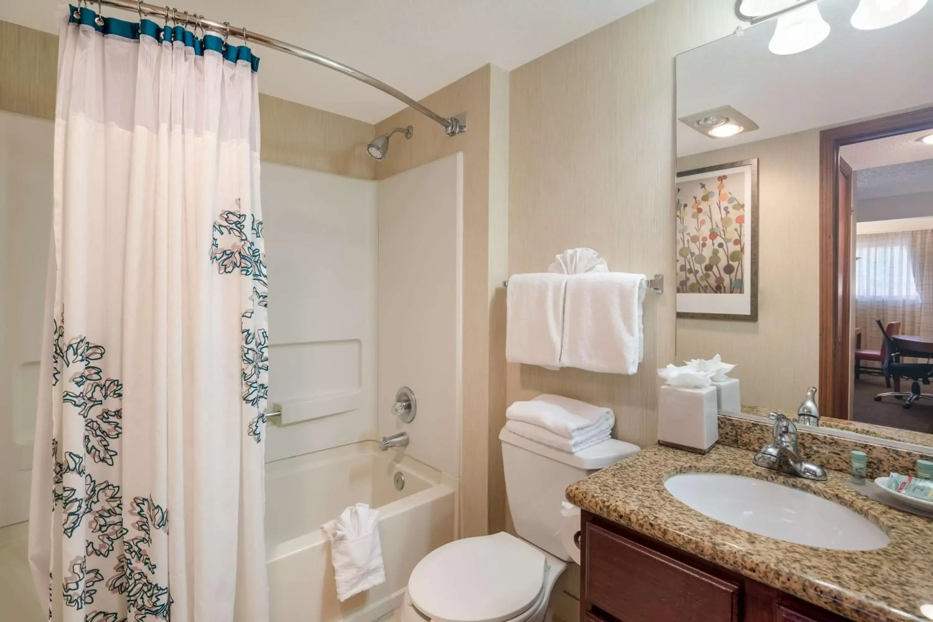 Bathroom in SenS Suites Livermore; SureStay Collection by Best Western