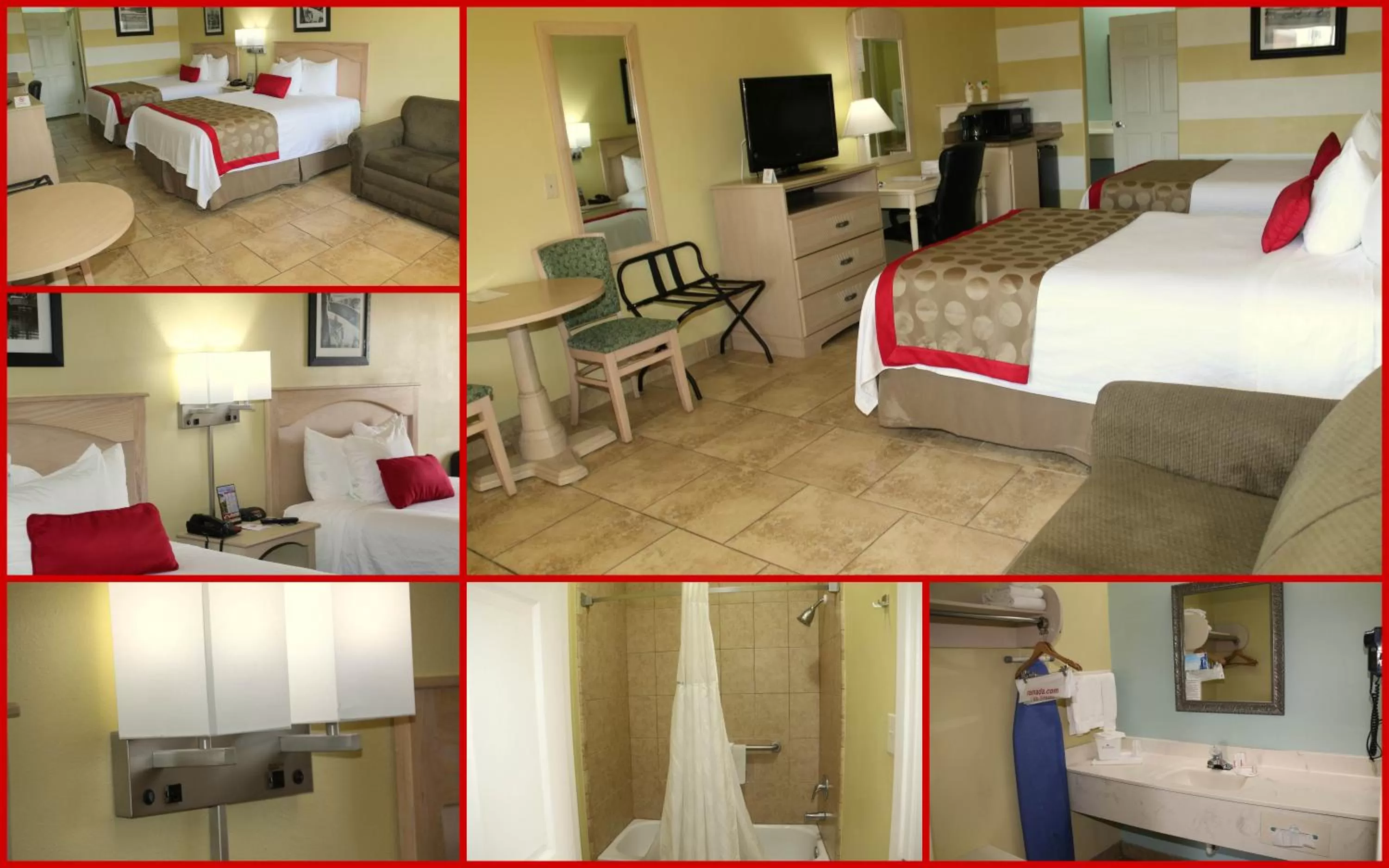 Bathroom, Bed in Ramada by Wyndham & Suites South Padre Island