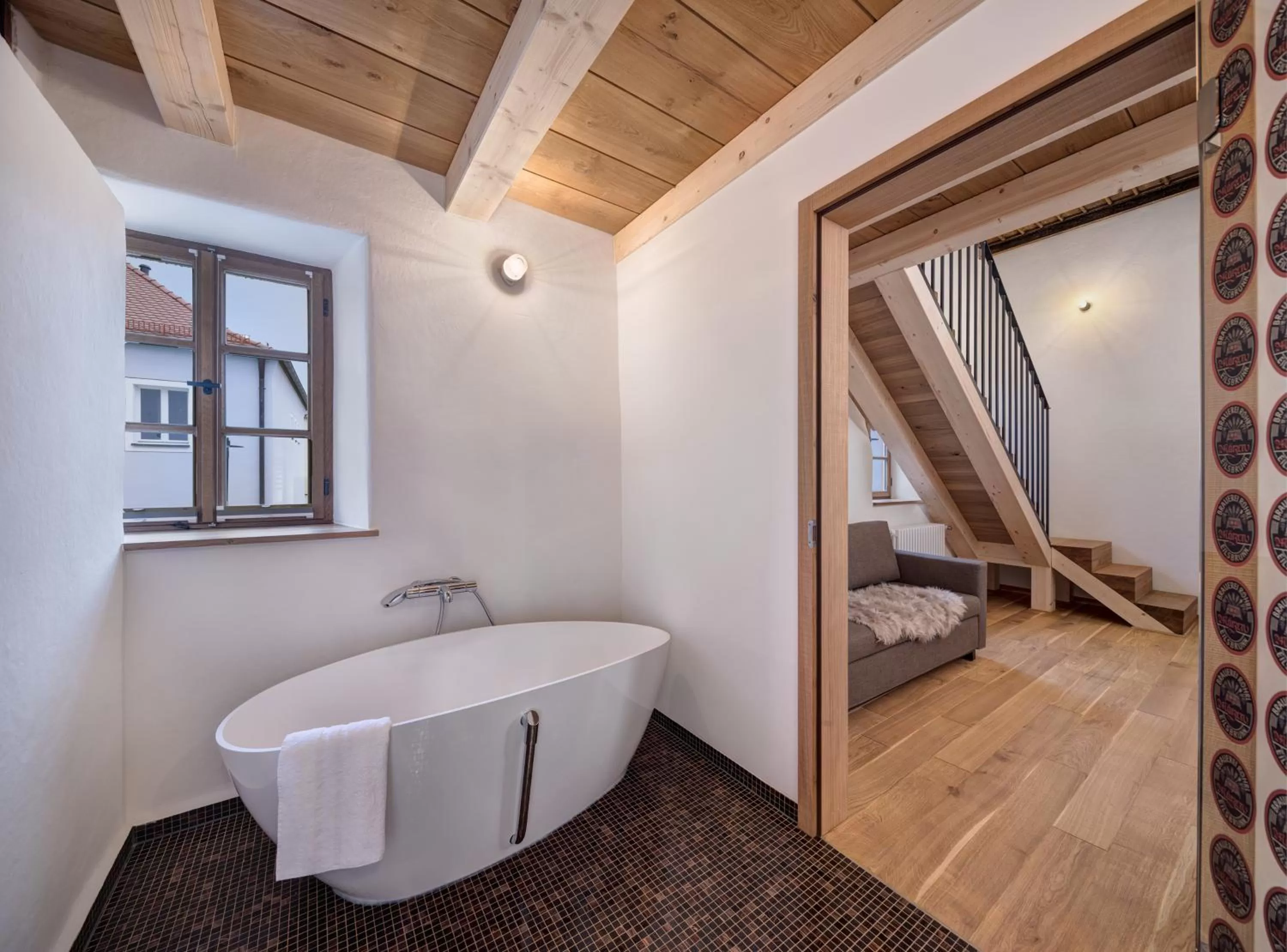 Bathroom, Bed in Hotel Röhrl
