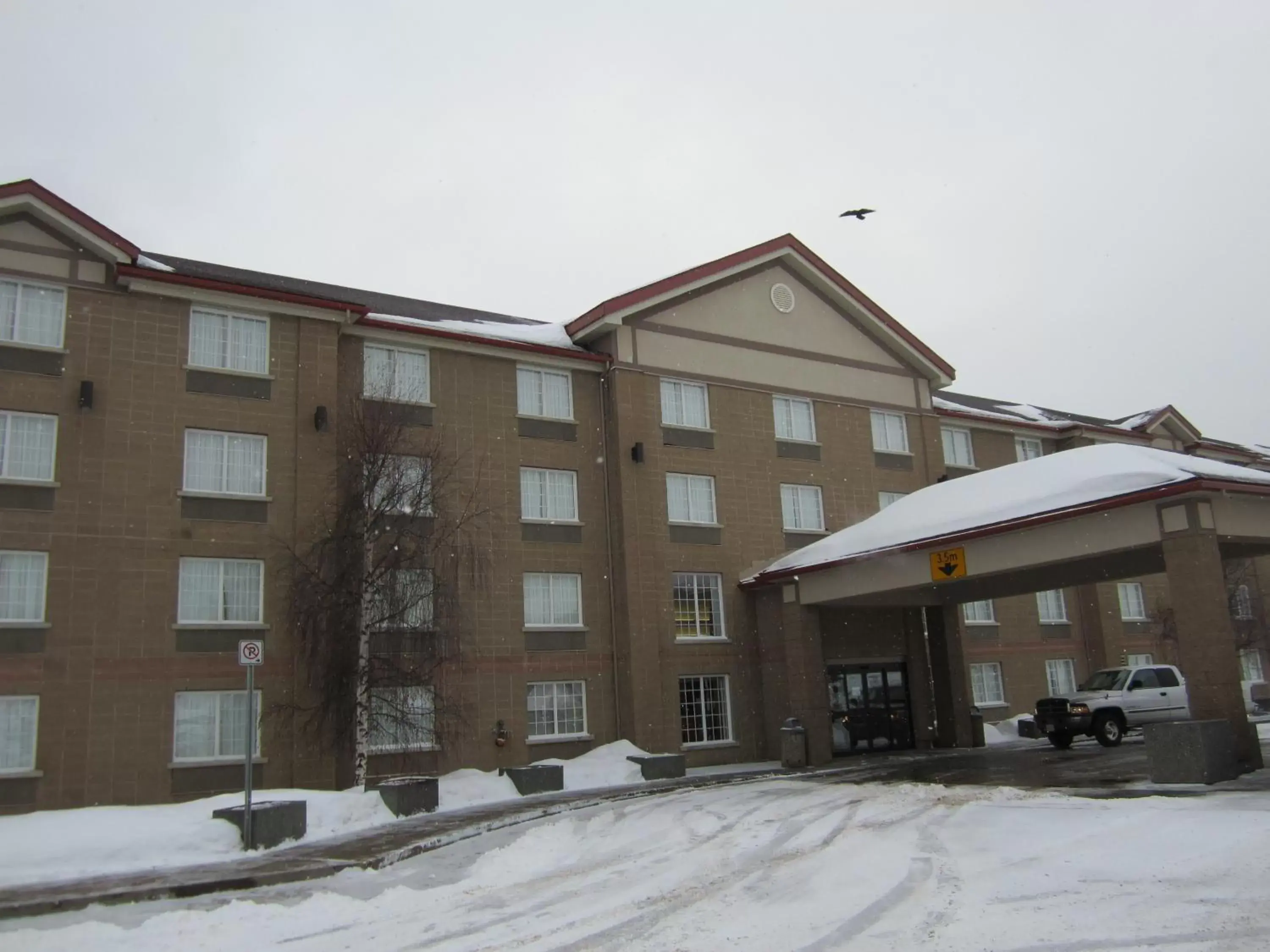 Facade/entrance, Winter in Woodlands Inn & Suites