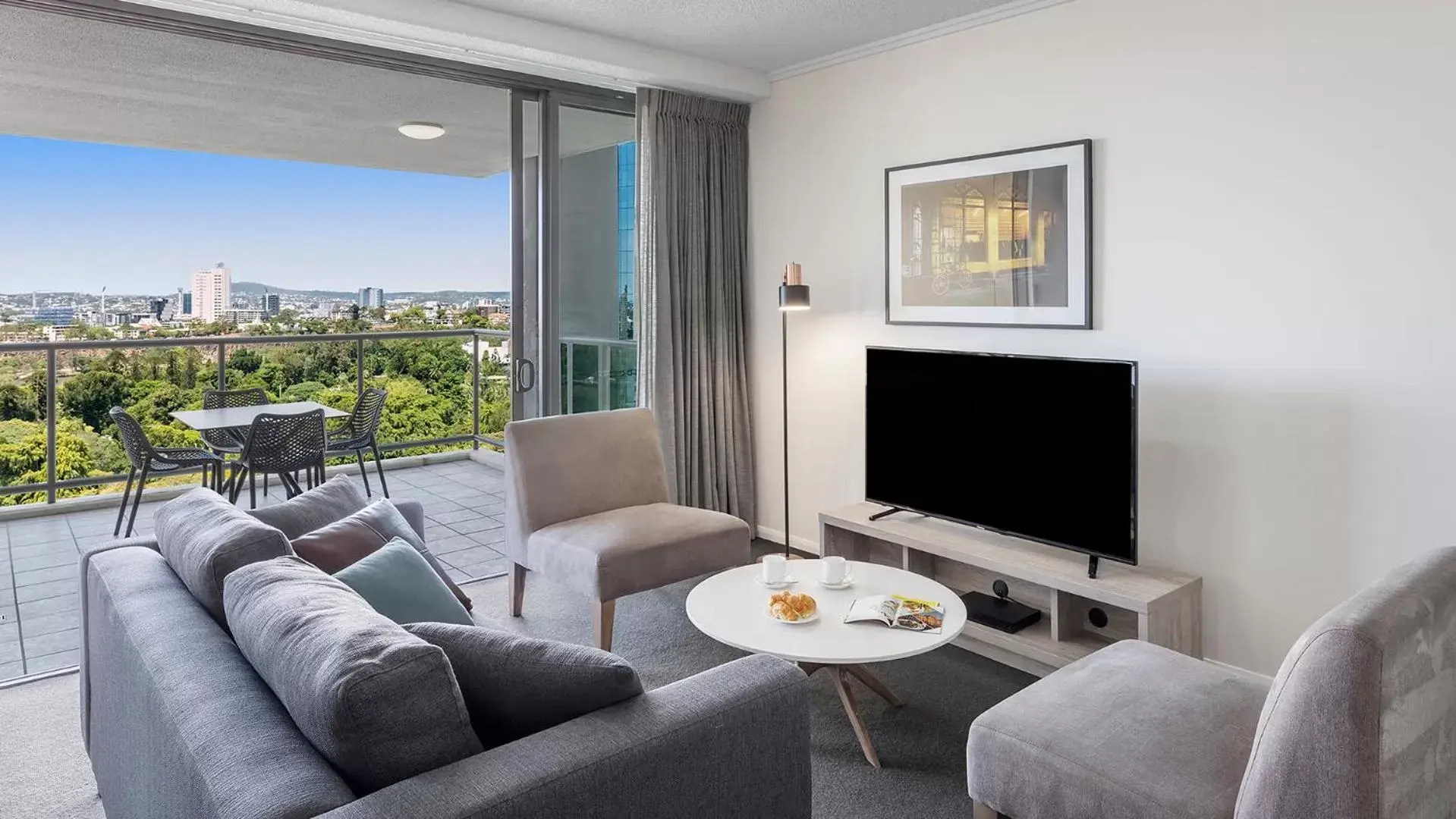 TV and multimedia, Seating Area in Oaks Brisbane on Margaret Suites