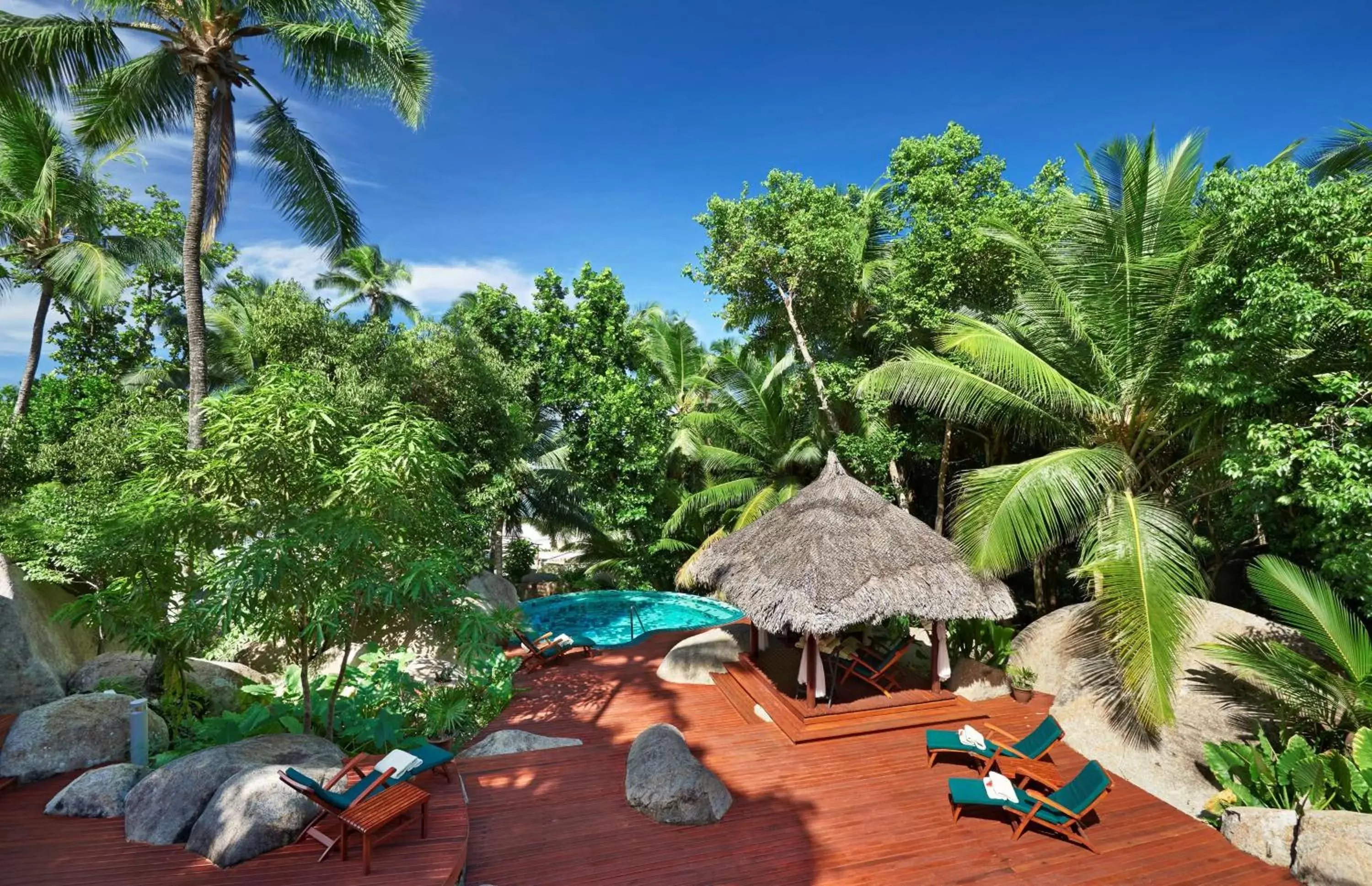 Pool view in Hilton Seychelles Labriz Resort & Spa Pool view in Hilton Seychelles Labriz Resort & Spa