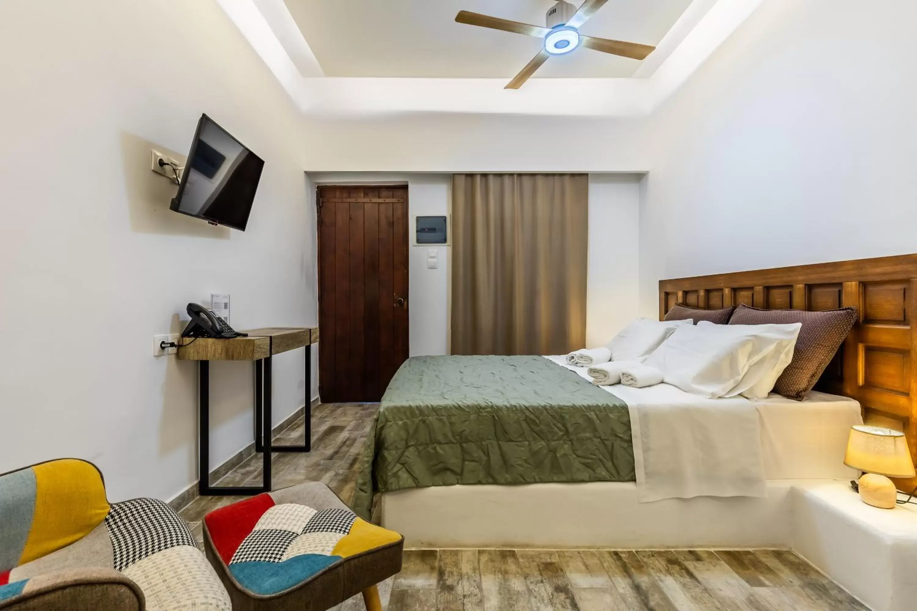 Bed in Rigas Hotel Skopelos
