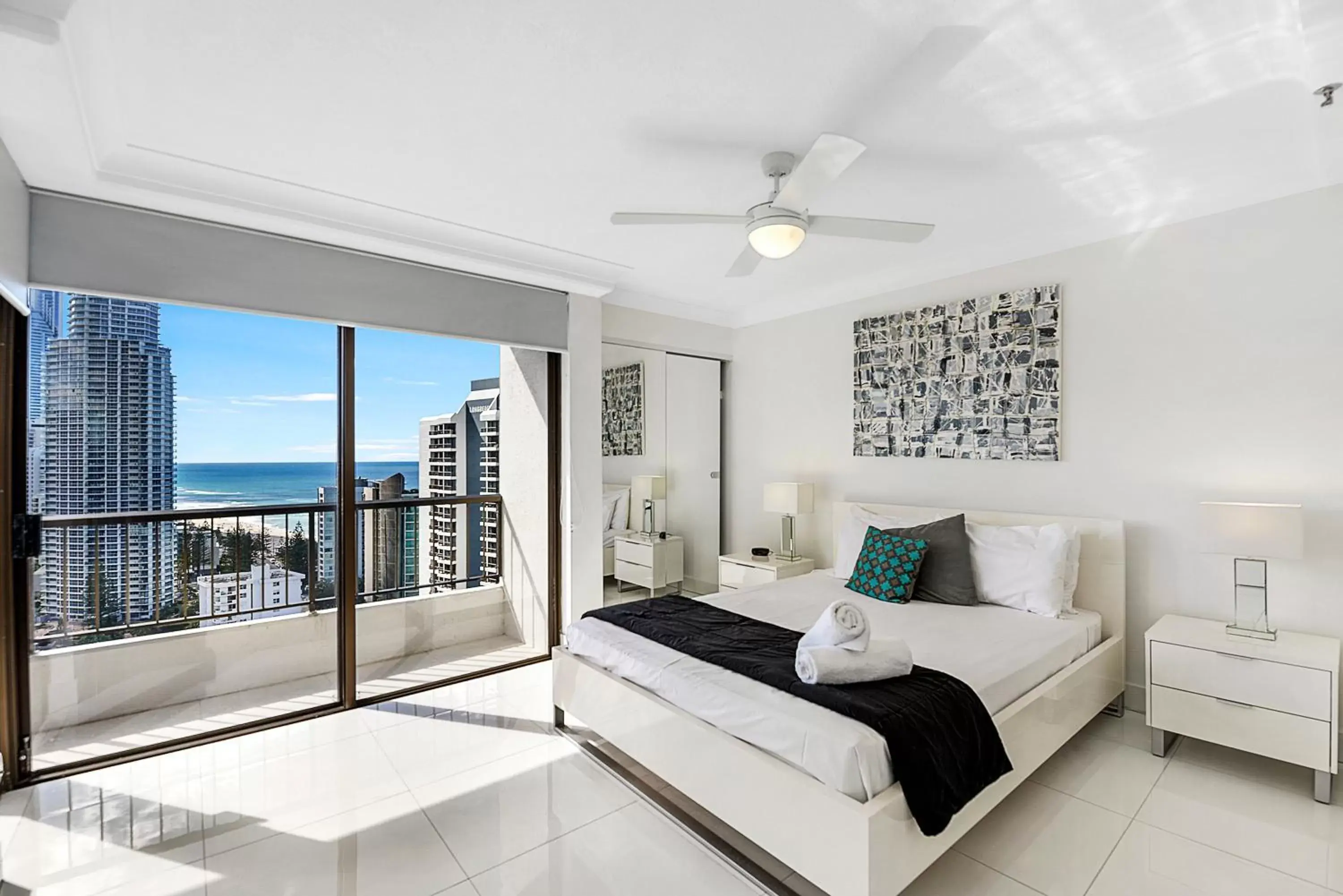 Bedroom in Surfers Century Oceanside Apartments