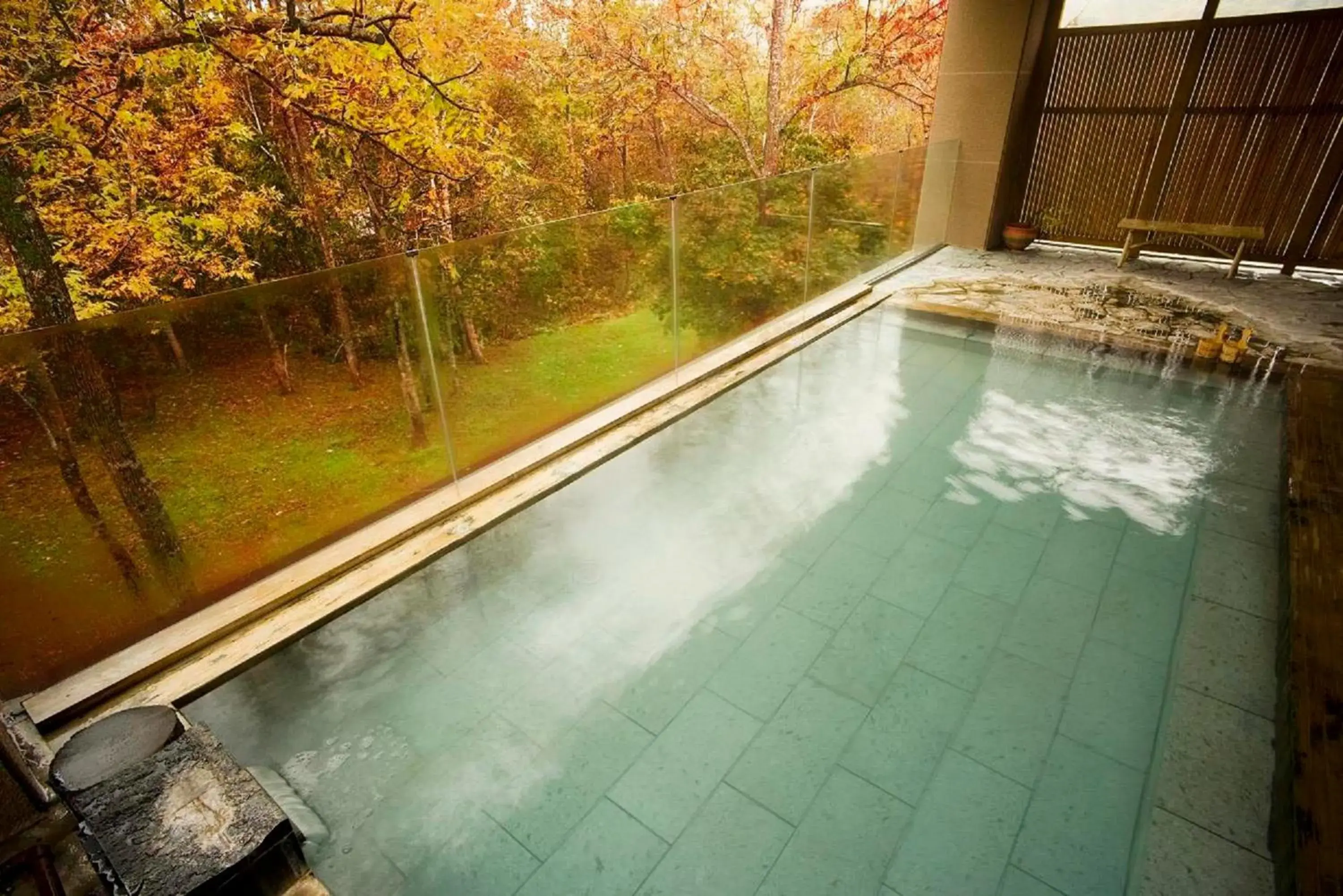 Hot Spring Bath, Swimming Pool in Hotel Kanronomori