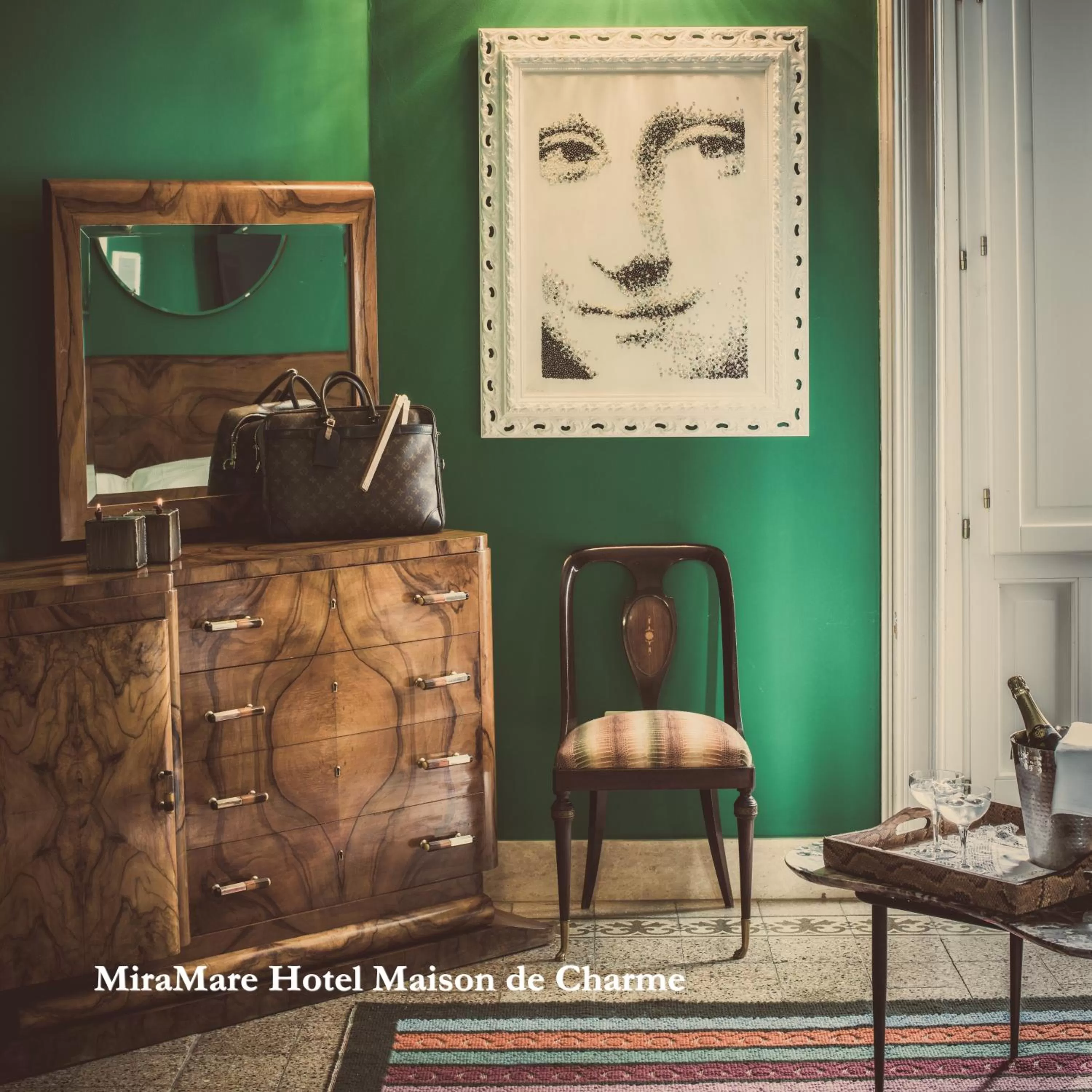 Decorative detail, Seating Area in Miramare Cagliari Hotel Museo