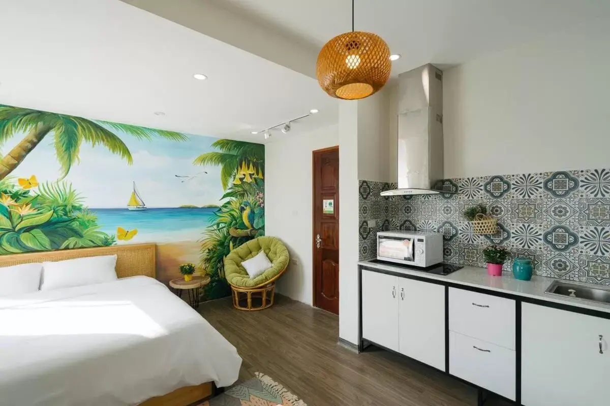 Kitchen or kitchenette, Bed in Eden Westlake Hotel Kitchen or kitchenette, Bed in Eden Westlake Hotel