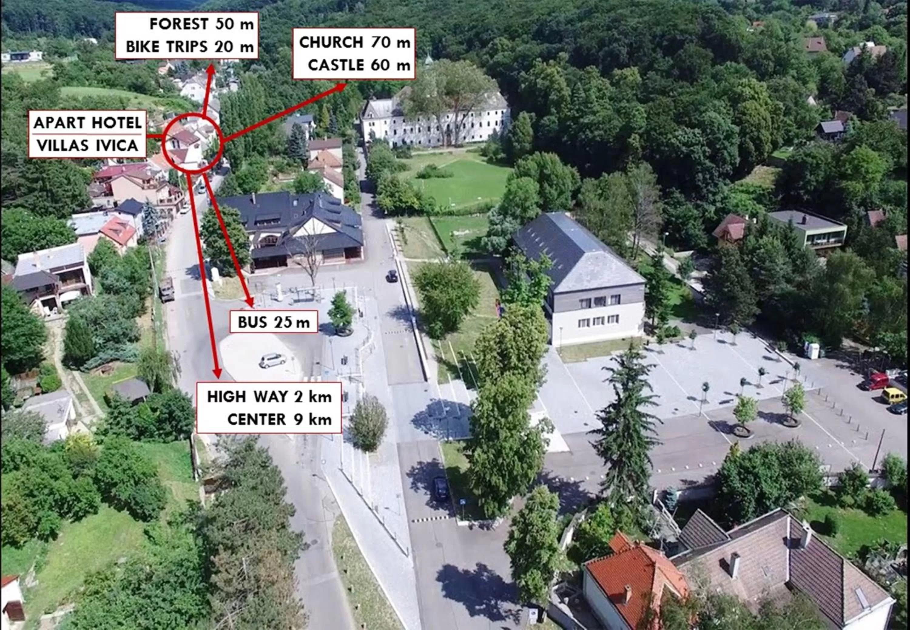 Bird's eye view, Bird's-eye View in Spa & Pool Apartment Hotel - Restaurant VILLA IVICA