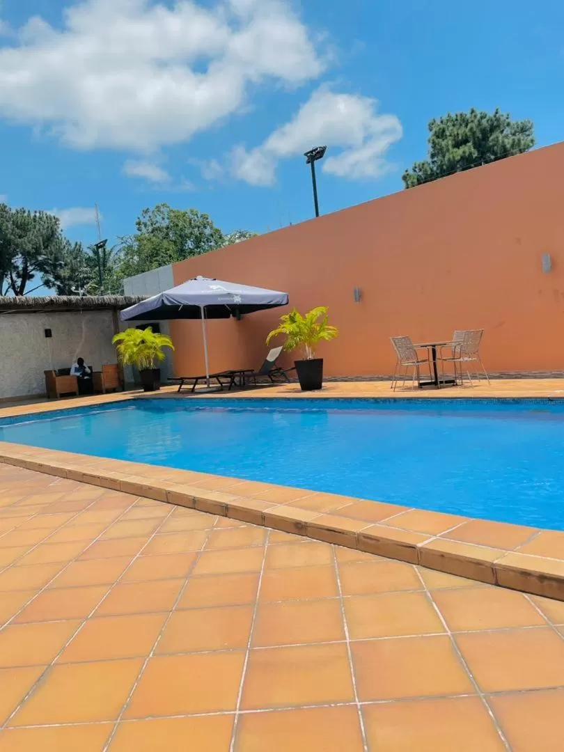 Pool view in class hotel