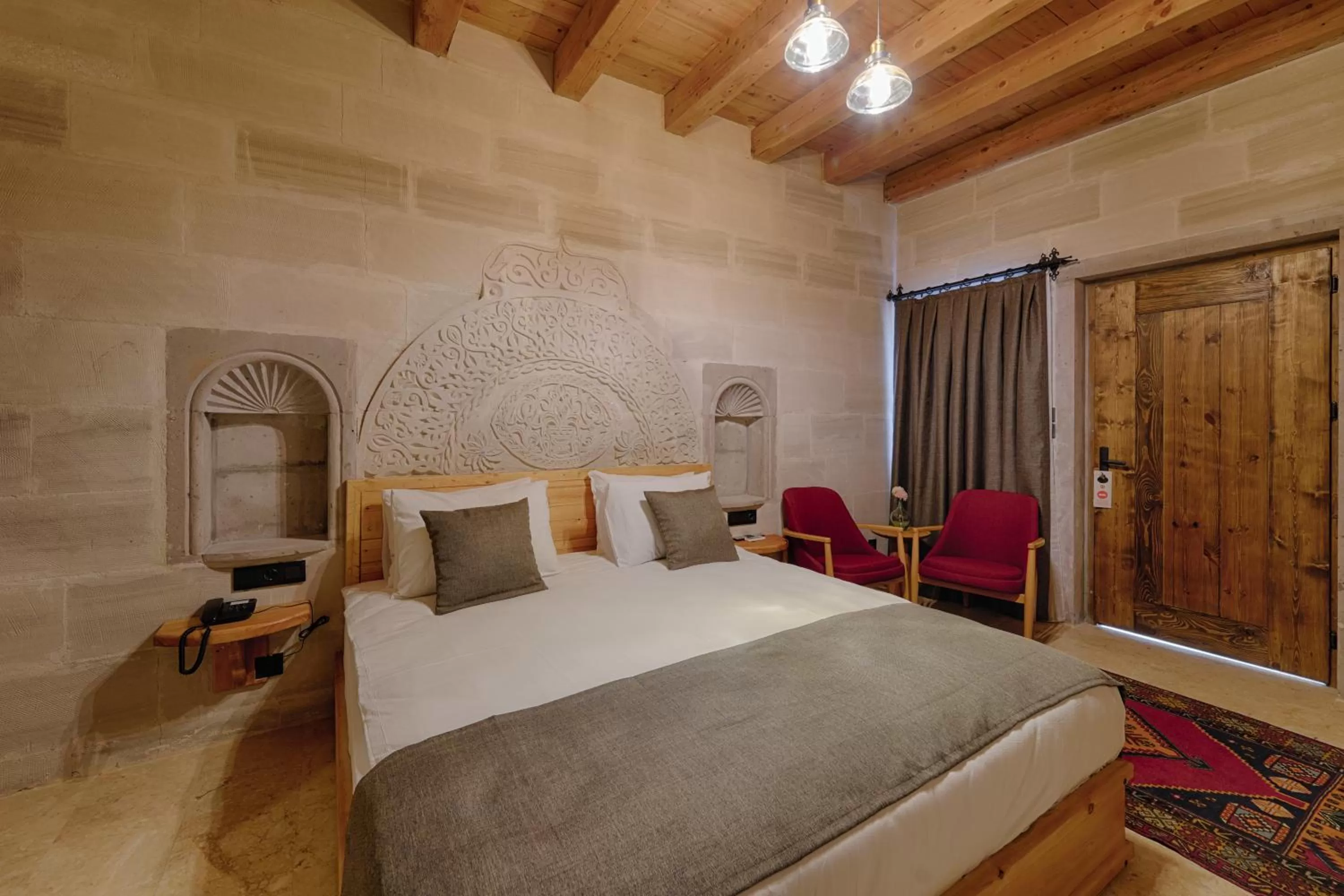 Bedroom, Bed in Concept Cave House