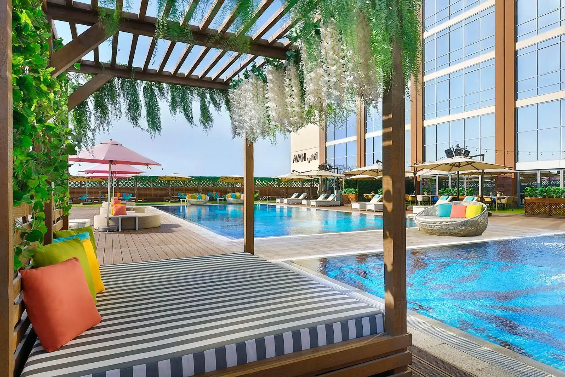 Pool view in Avani Ibn Battuta Dubai Hotel